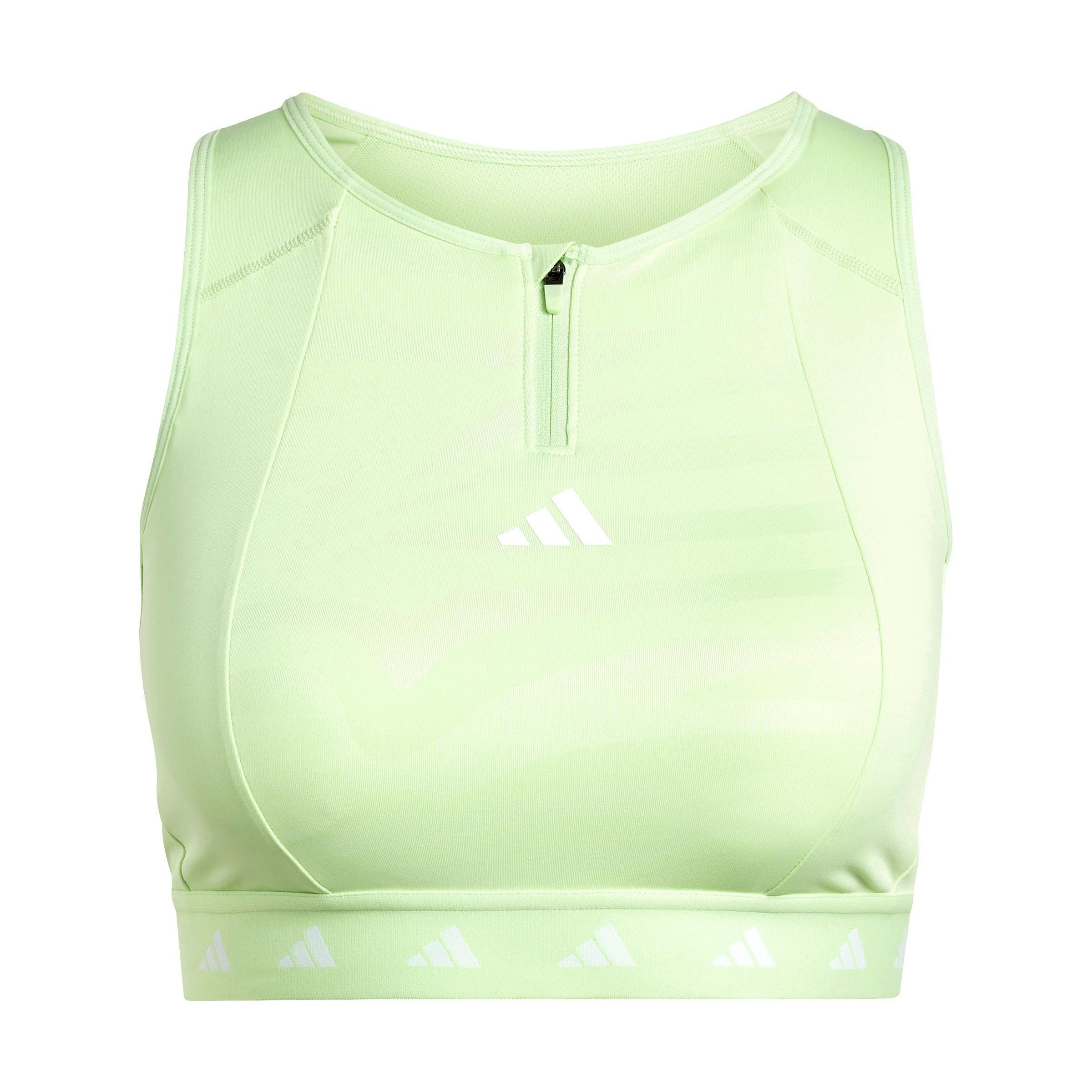 Powerimpact Training High-Neck Zip Bra, Green, A901_ONE, medium