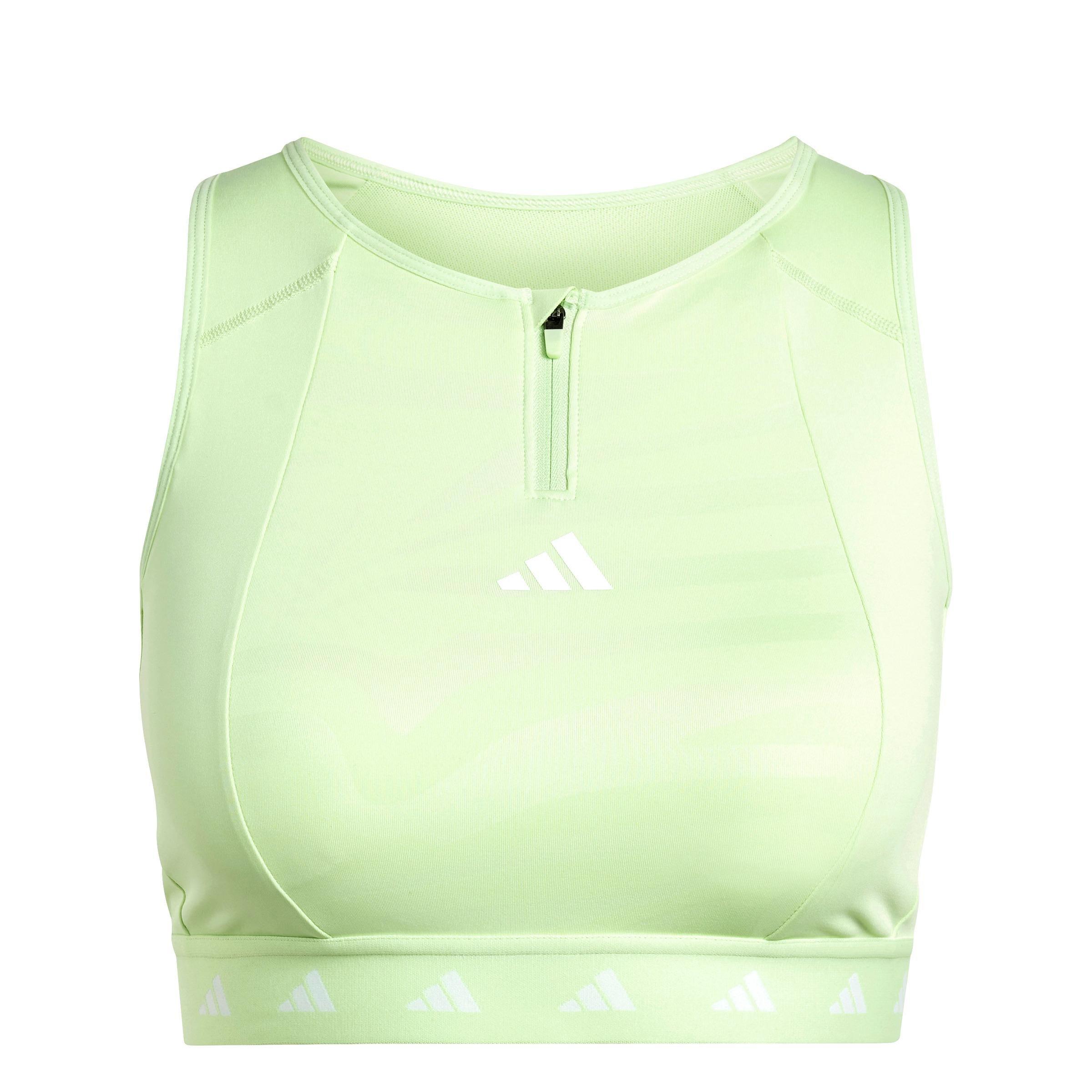 Powerimpact Training High-Neck Zip Bra, Green, A901_ONE, large image number 2