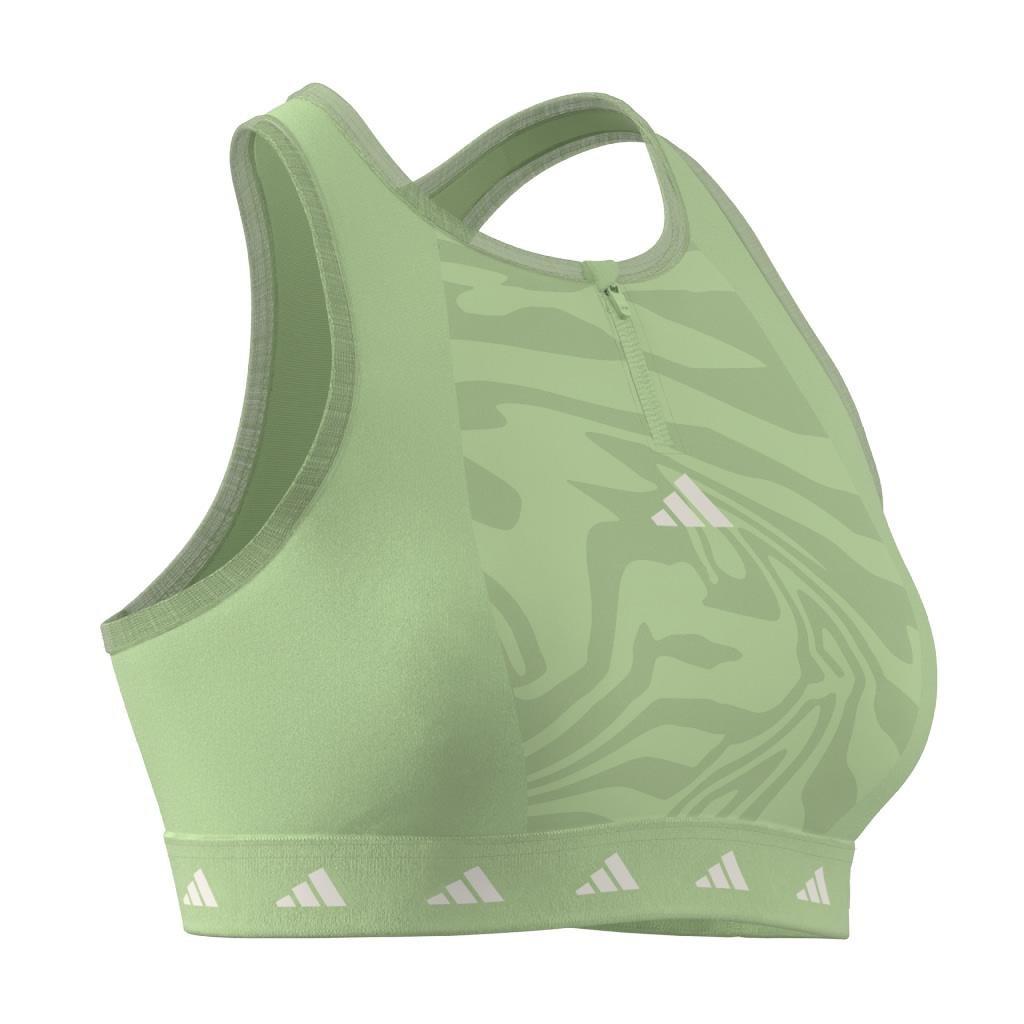 Powerimpact Training High-Neck Zip Bra, Green, A901_ONE, large image number 8