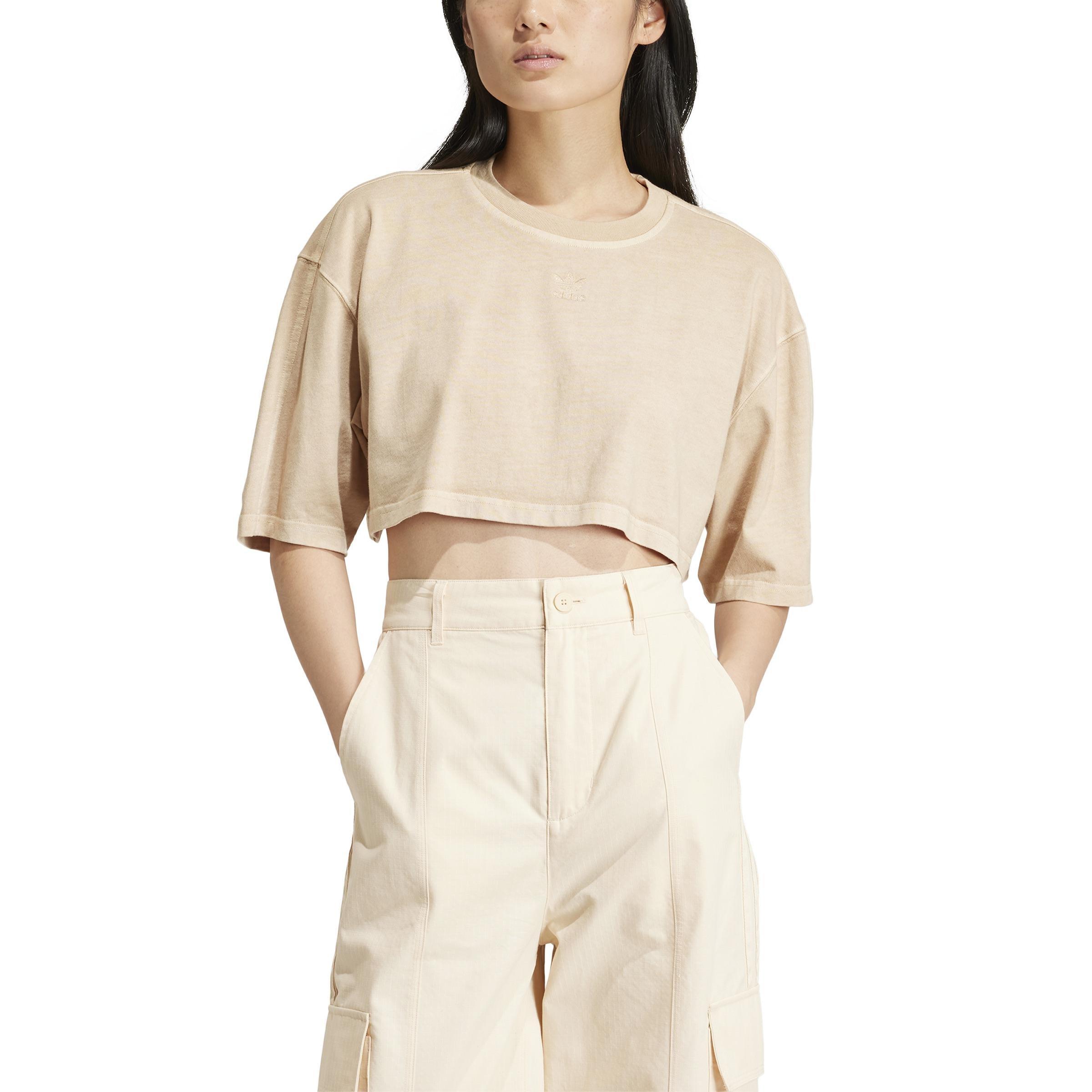 Essentials+ Cropped T-Shirt, Beige, A901_ONE, large image number 1