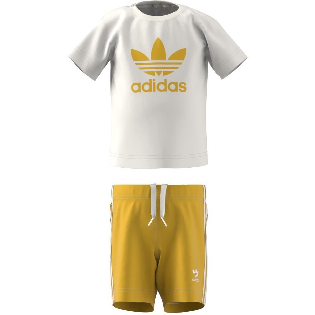 Unisex Kids Trefoil Shorts Tee Set, Yellow, A901_ONE, large image number 3
