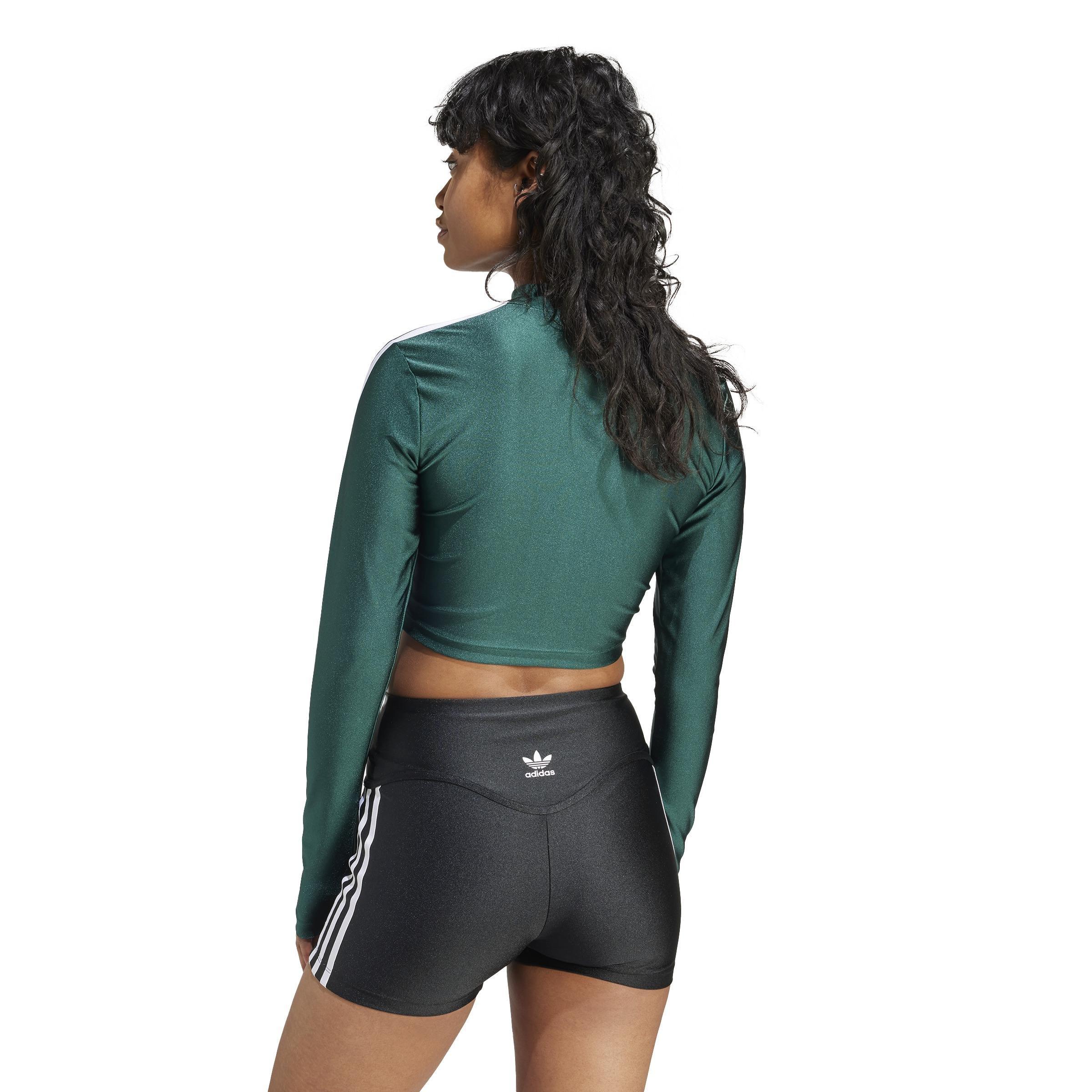 3-Stripes Cropped Long-Sleeve Top, Green, A901_ONE, large image number 3