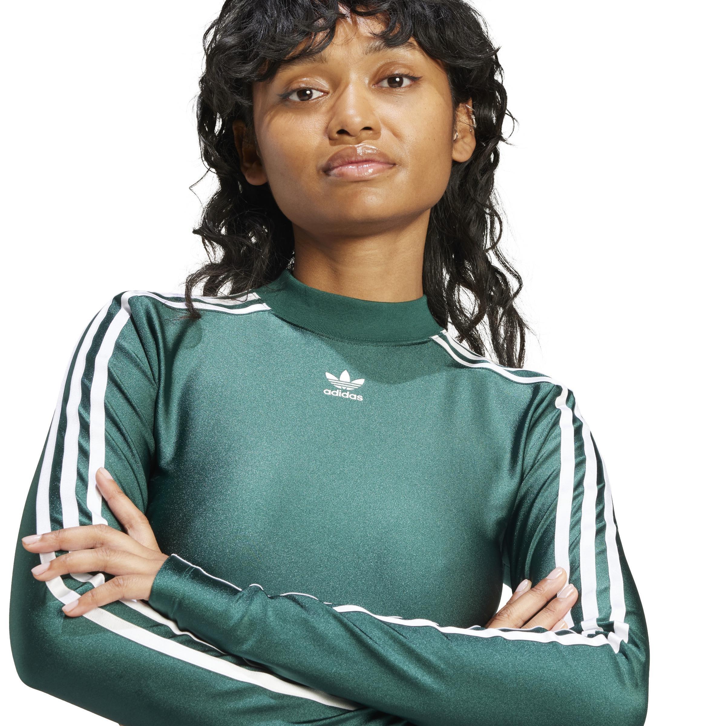 3-Stripes Cropped Long-Sleeve Top, Green, A901_ONE, large image number 4