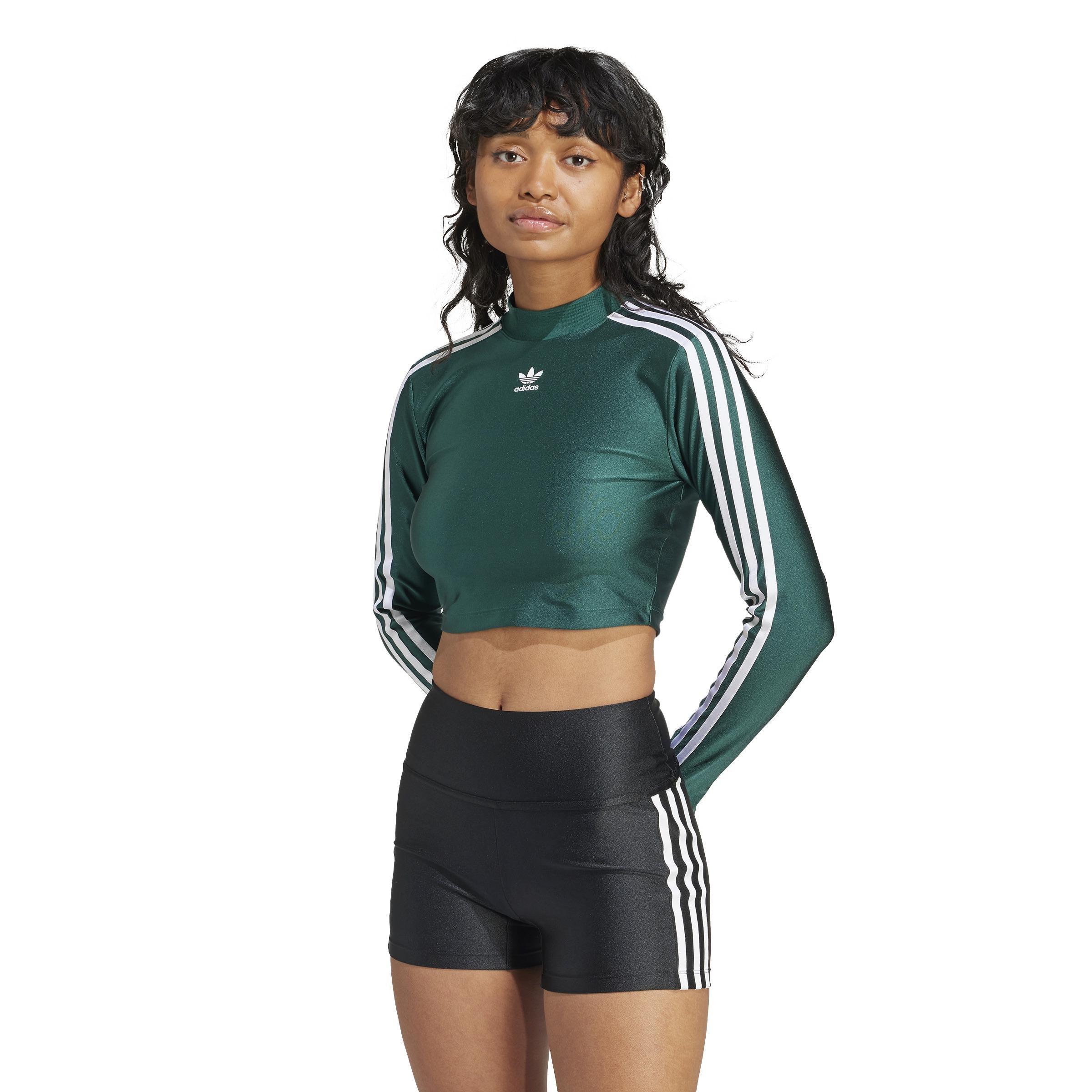 3-Stripes Cropped Long-Sleeve Top, Green, A901_ONE, large image number 12