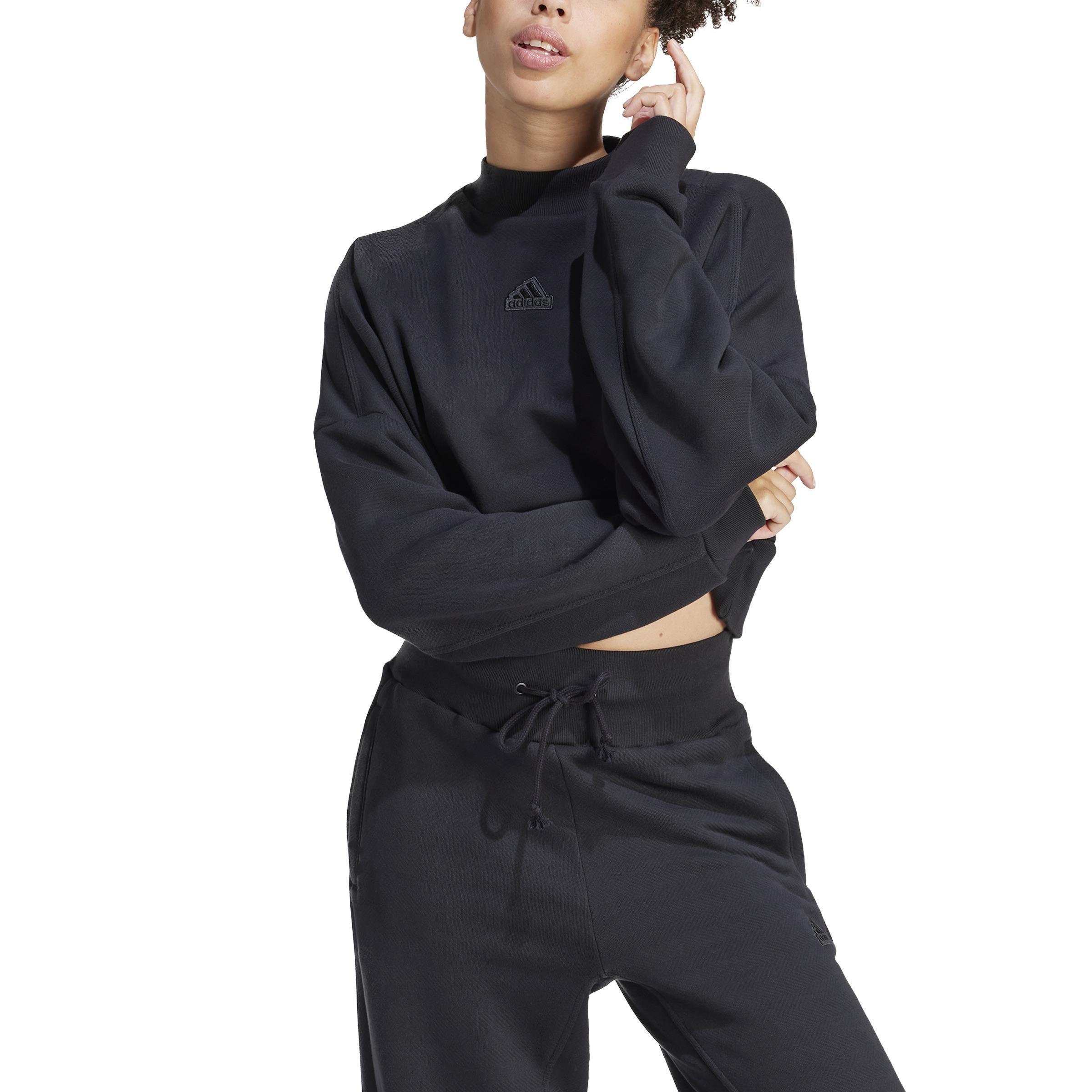 Lounge French Terry Loose Crop Sweatshirt, Black, A901_ONE, large image number 0