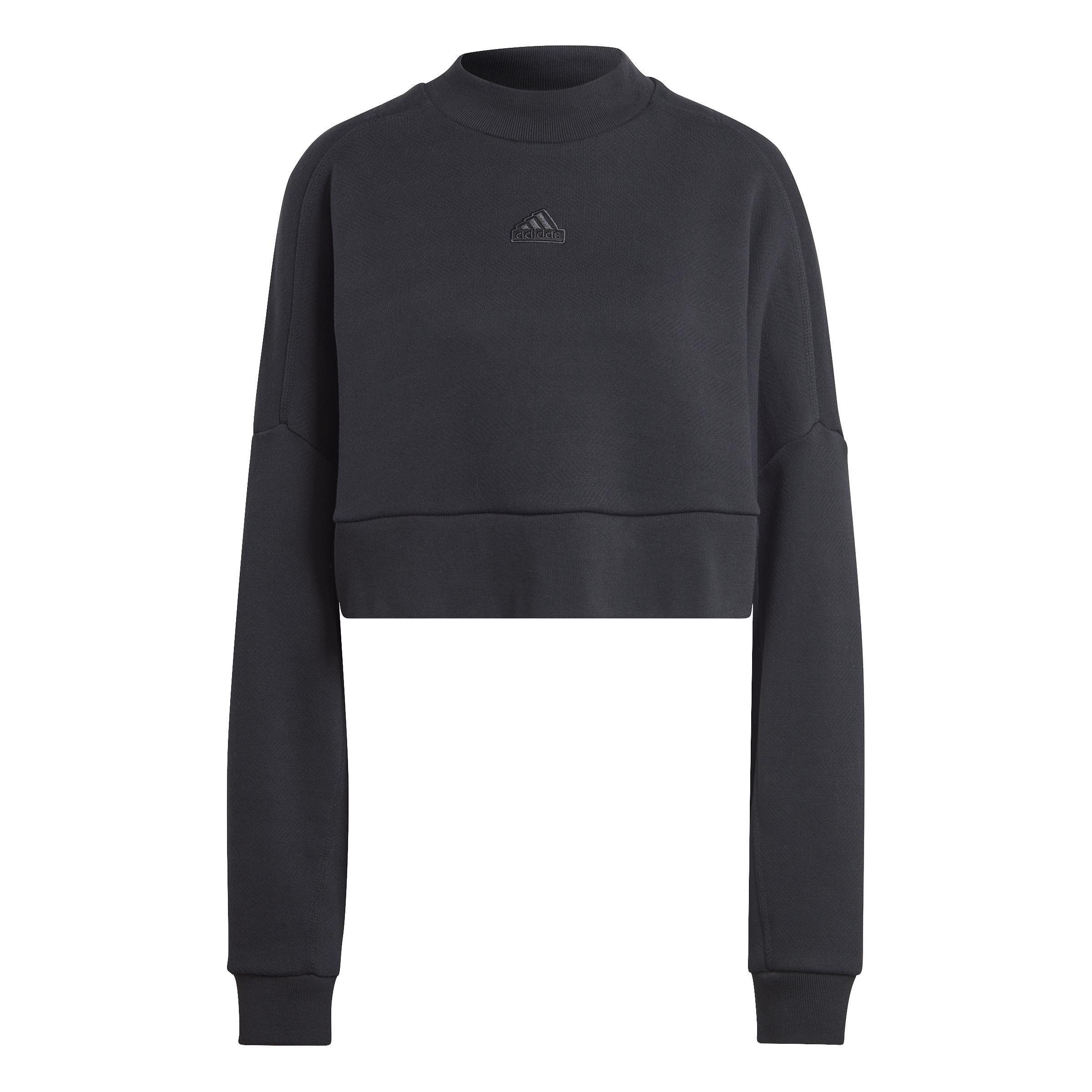 Lounge French Terry Loose Crop Sweatshirt, Black, A901_ONE, large image number 1