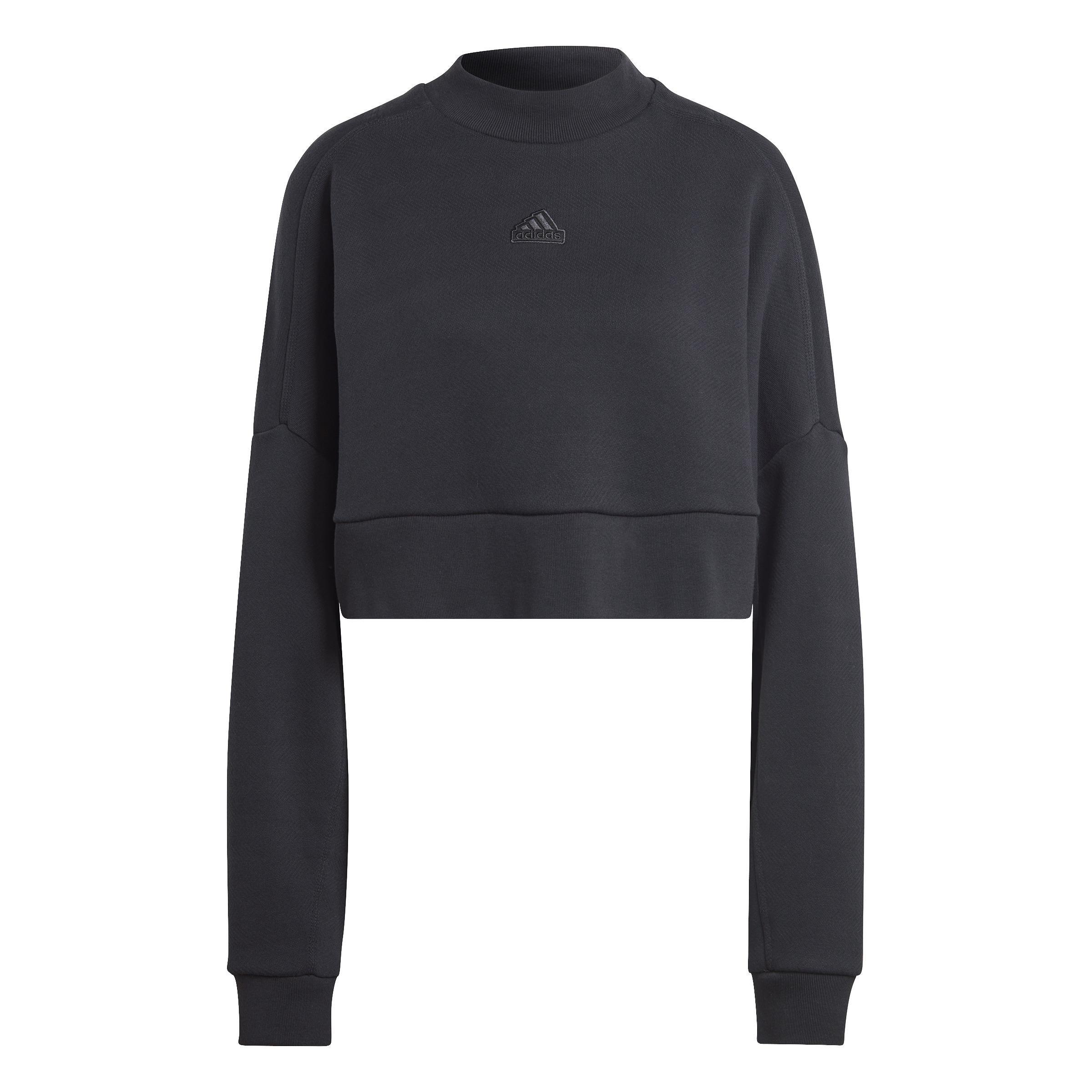 Lounge French Terry Loose Crop Sweatshirt, Black, A901_ONE, large image number 2