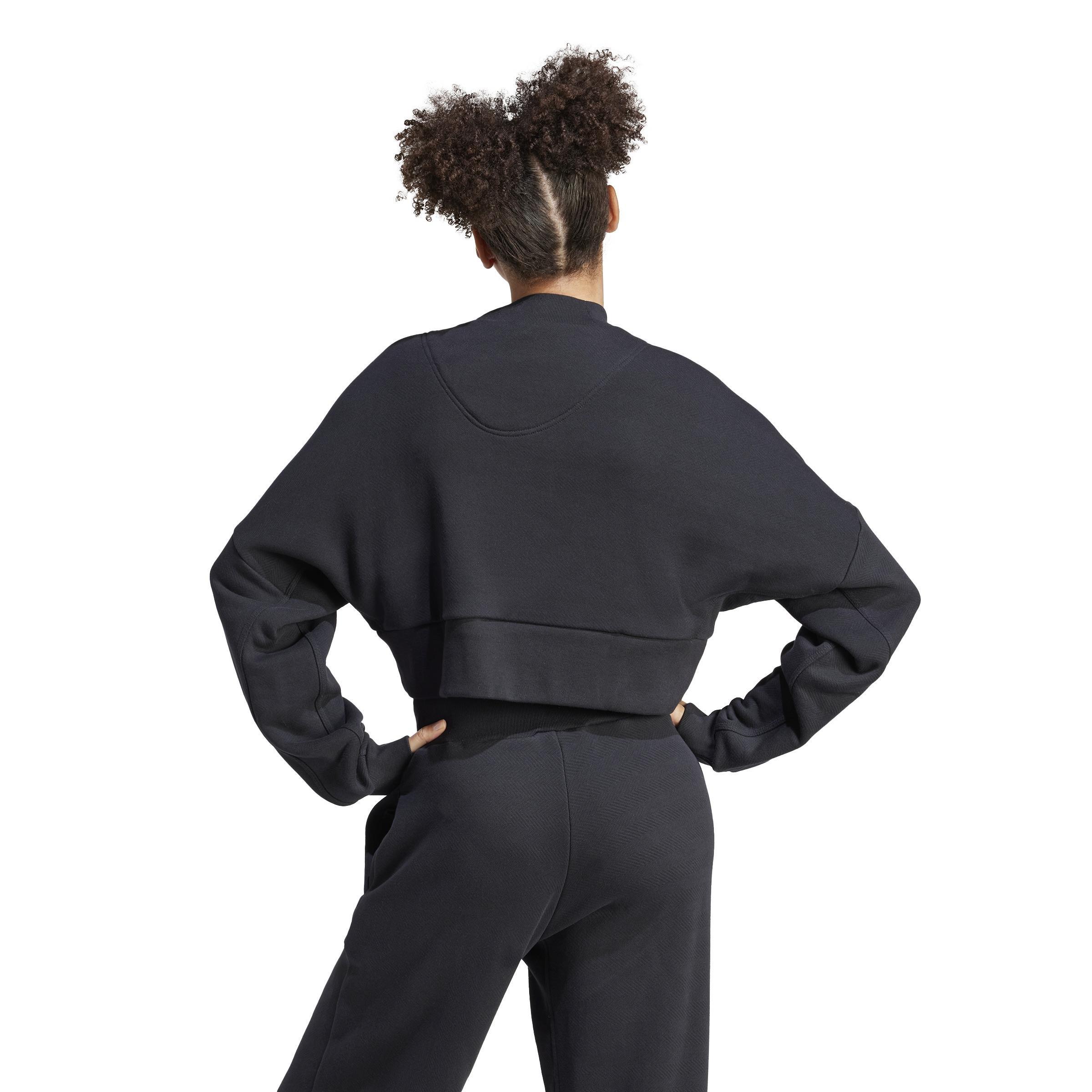 Lounge French Terry Loose Crop Sweatshirt, Black, A901_ONE, large image number 4
