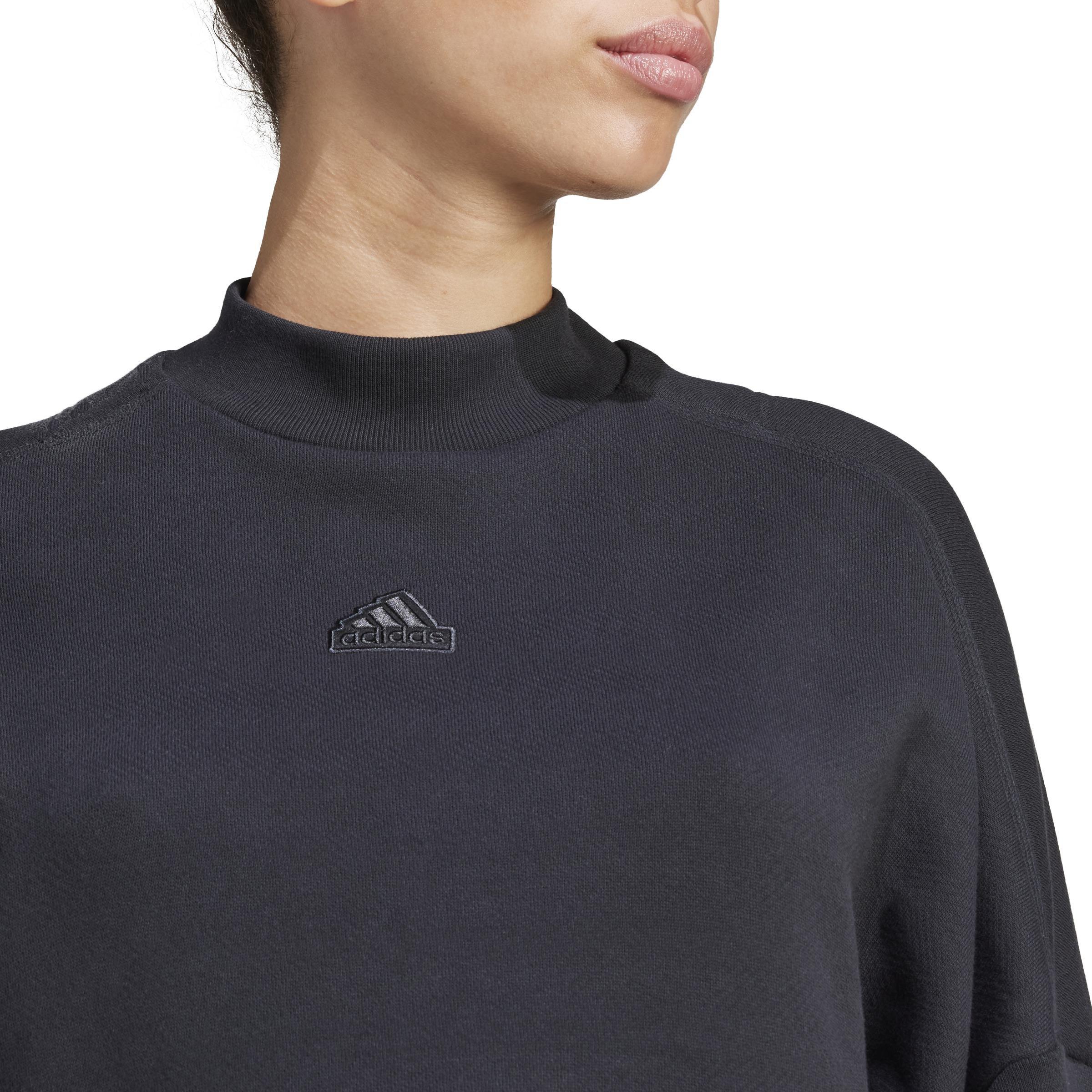 Lounge French Terry Loose Crop Sweatshirt, Black, A901_ONE, large image number 5