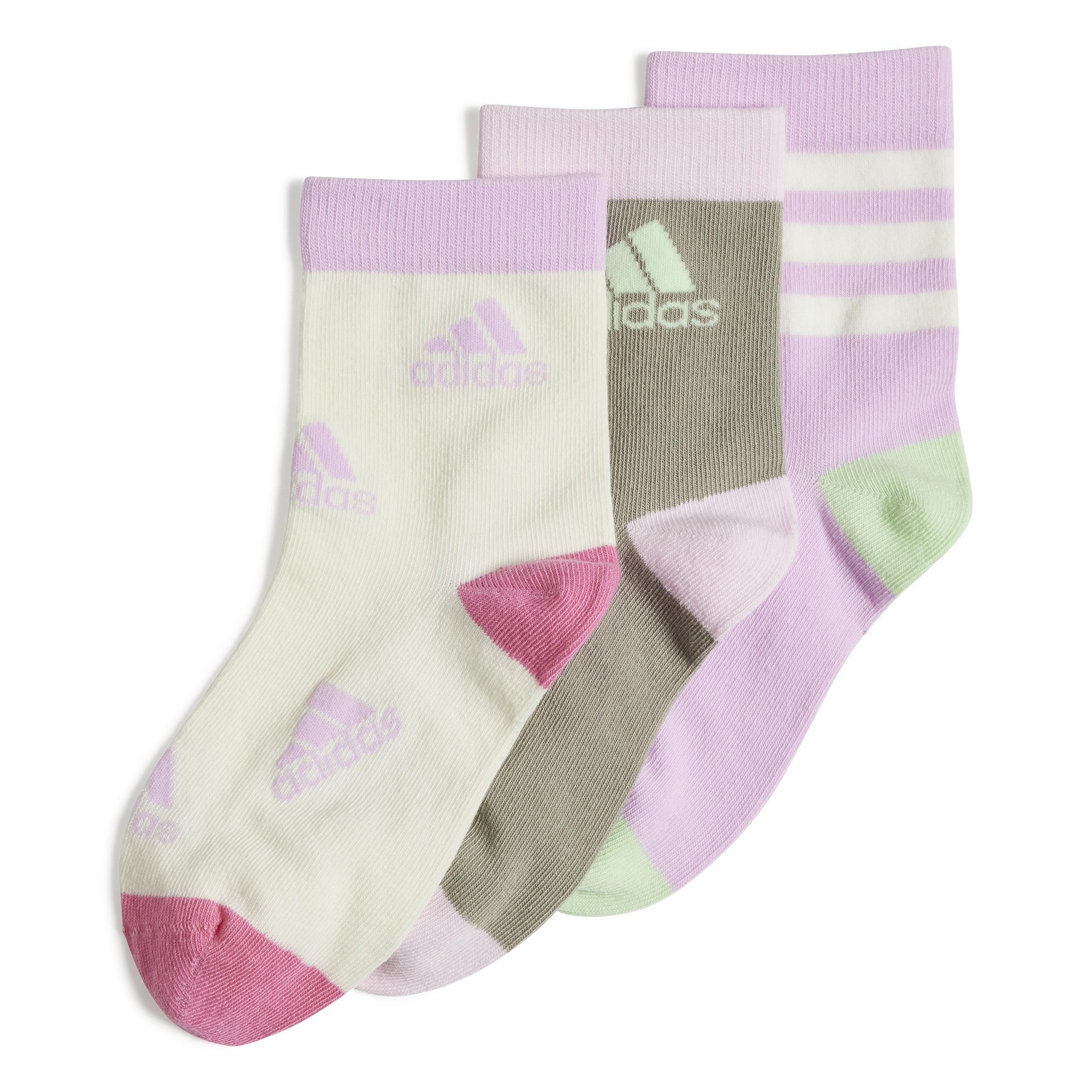 Unisex Kids Graphic Socks 3 Pairs, Purple, , large image number 0