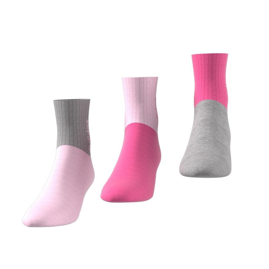 Unisex Kids Linear Crew Socks 3 Pairs, Pink, A901_ONE, large image number 1