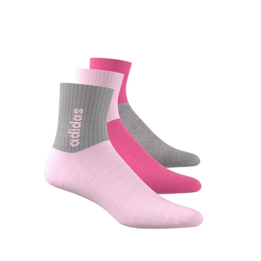 Unisex Kids Linear Crew Socks 3 Pairs, Pink, A901_ONE, large image number 3