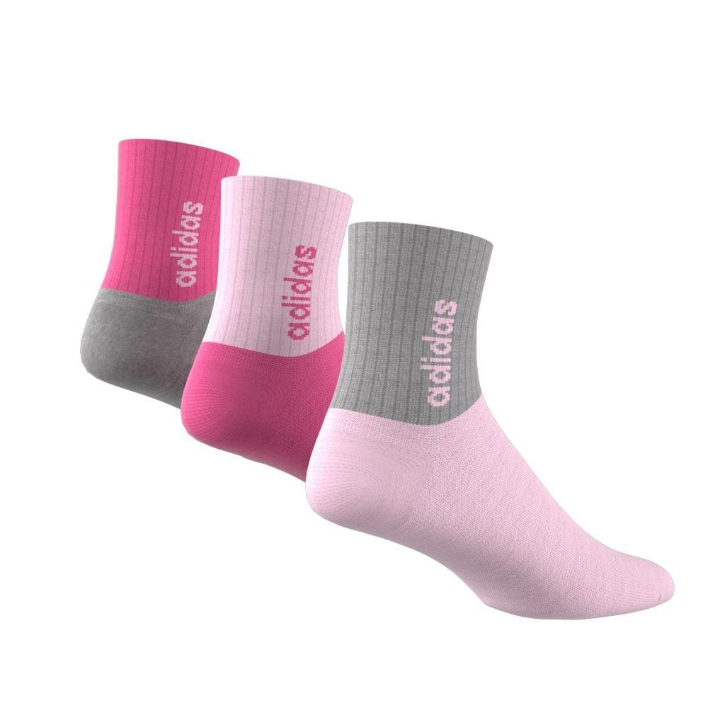 Unisex Kids Linear Crew Socks 3 Pairs, Pink, A901_ONE, large image number 5