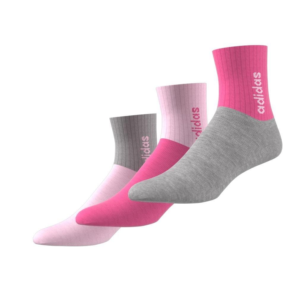 Unisex Kids Linear Crew Socks 3 Pairs, Pink, A901_ONE, large image number 6