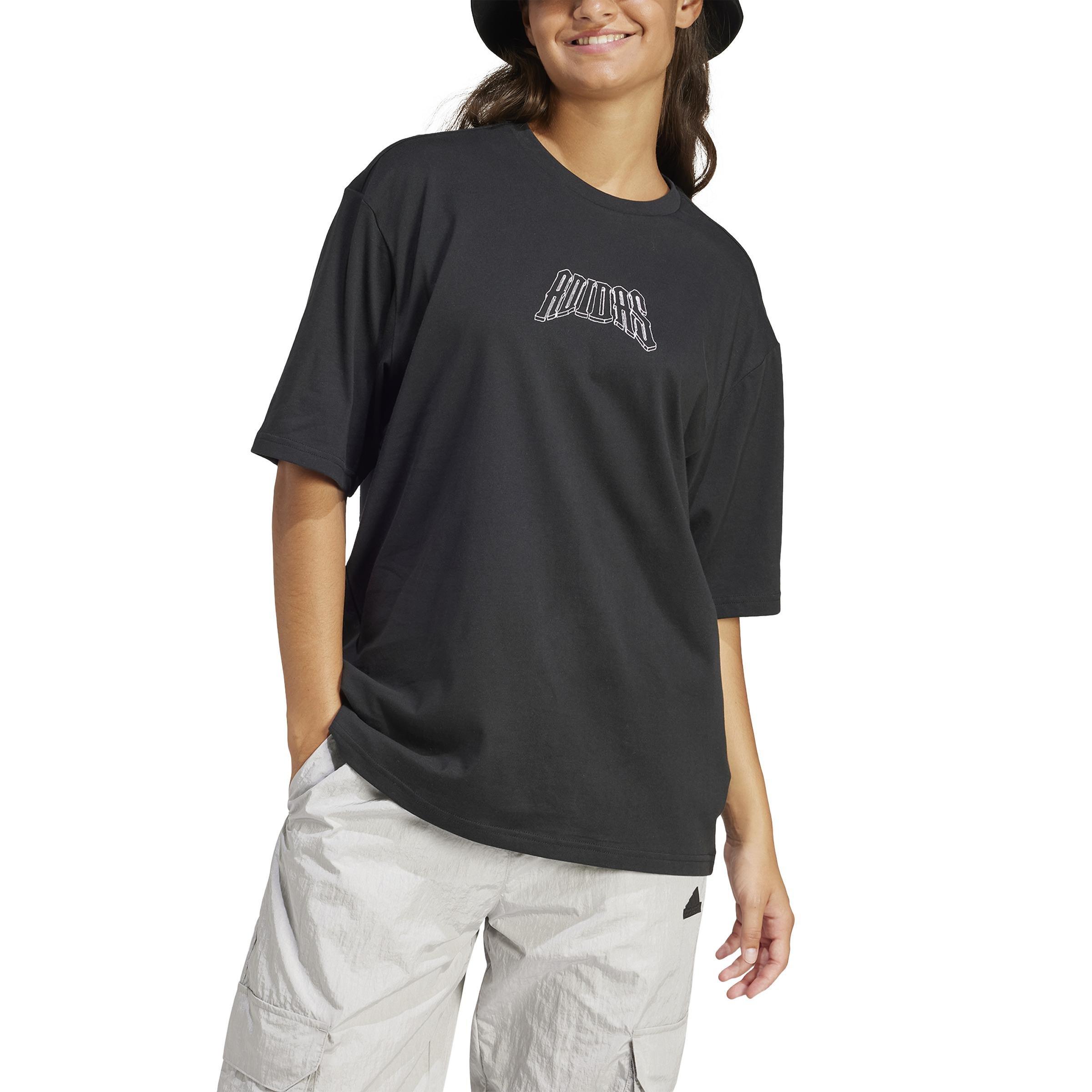 Band Merch Graphic Boyfriend T-Shirt, Black, A901_ONE, large image number 0