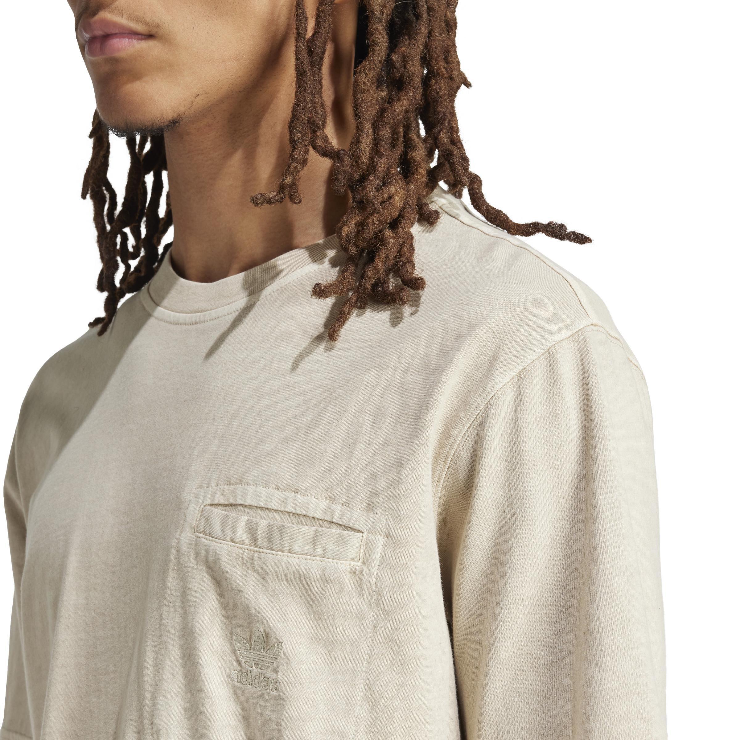 Trefoil Essentials + Dye Pocket T-Shirt, Beige, A901_ONE, large image number 4