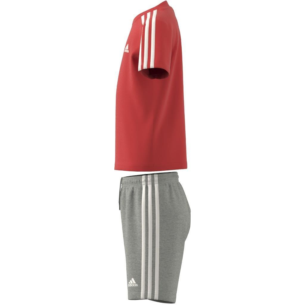 Unisex Essentials 3-Stripes Tee And Shorts Set, Red, A901_ONE, large image number 7