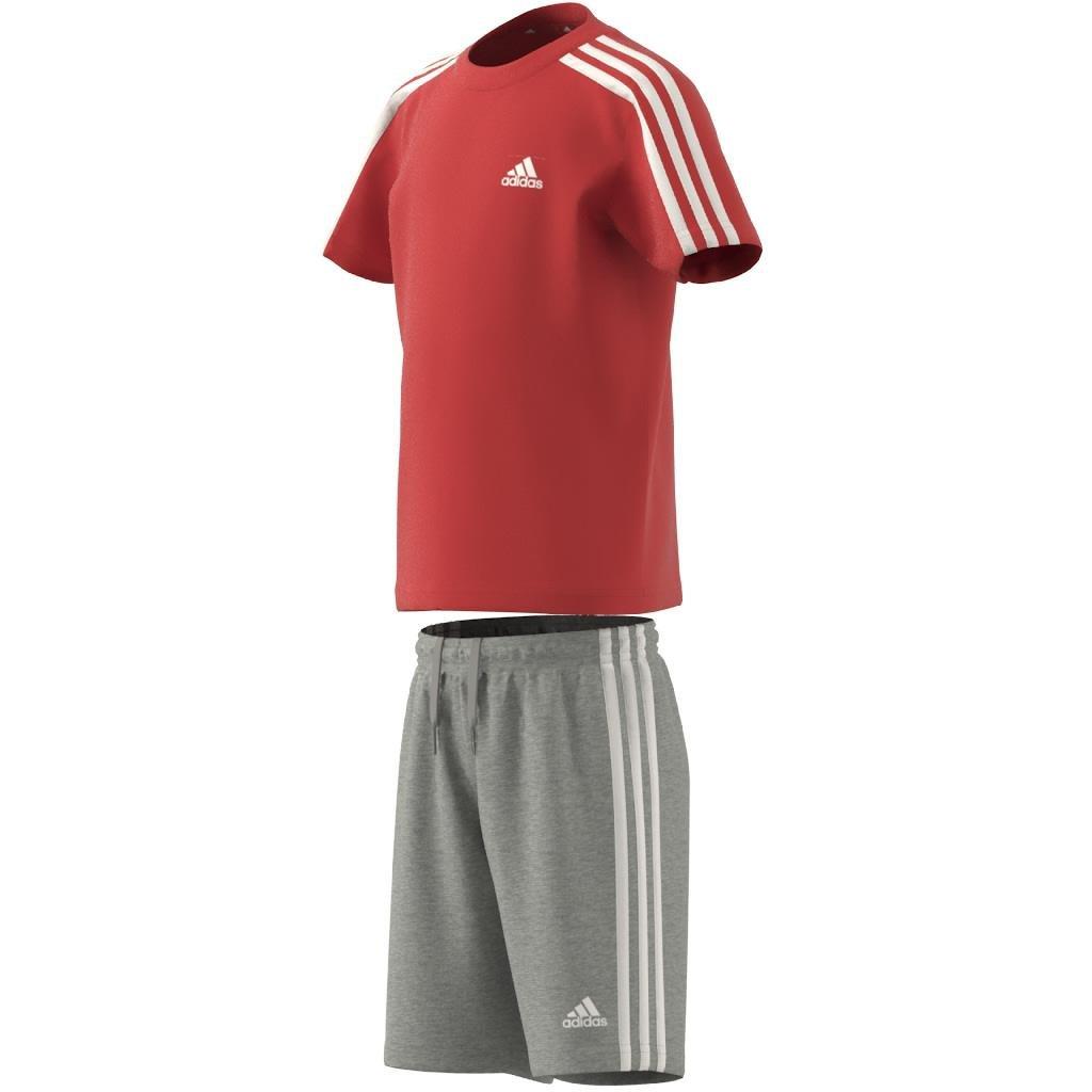 Unisex Essentials 3-Stripes Tee And Shorts Set, Red, A901_ONE, large image number 8