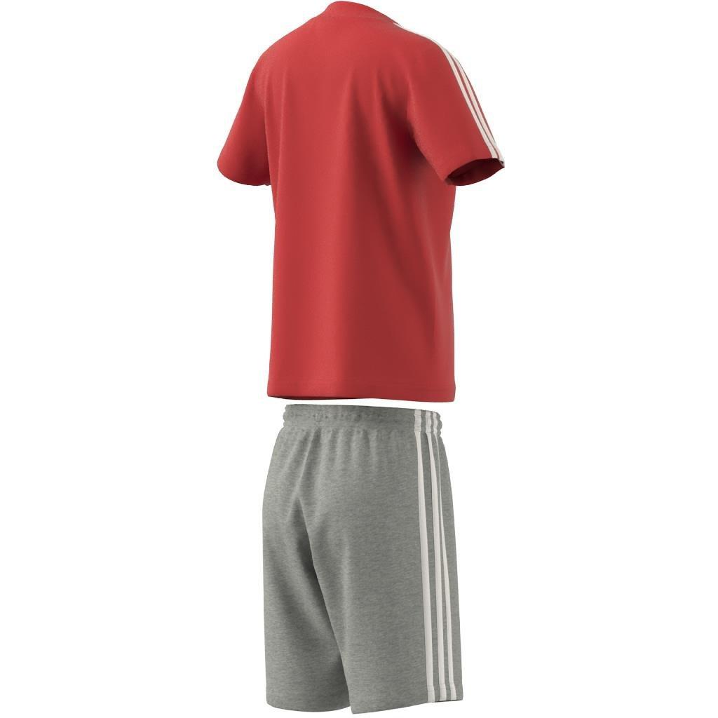 Unisex Essentials 3-Stripes Tee And Shorts Set, Red, A901_ONE, large image number 9