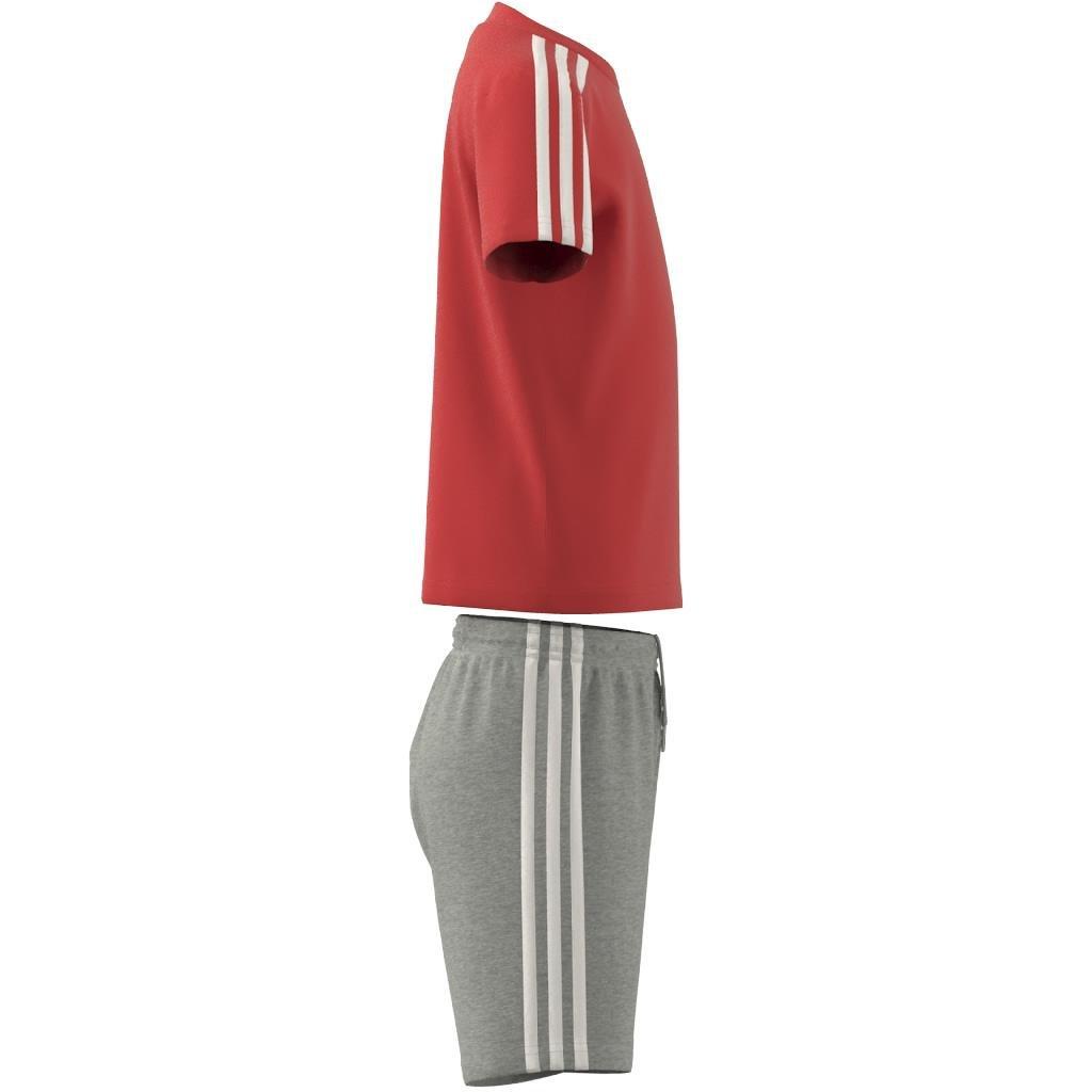 Unisex Essentials 3-Stripes Tee And Shorts Set, Red, A901_ONE, large image number 10