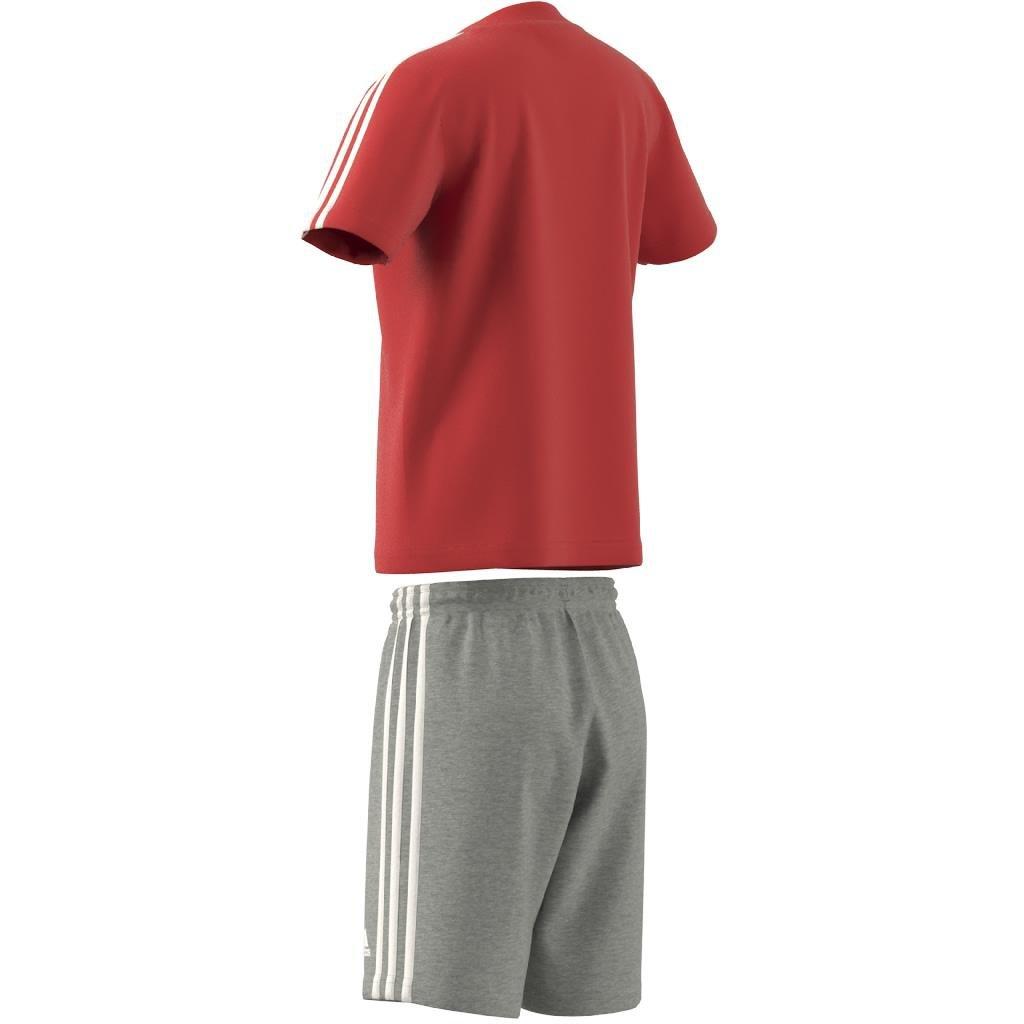 Unisex Kids Essentials 3-Stripes Tee And Shorts Set, Red, A901_ONE, large image number 12