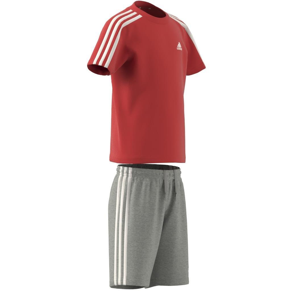 Unisex Essentials 3-Stripes Tee And Shorts Set, Red, A901_ONE, large image number 14