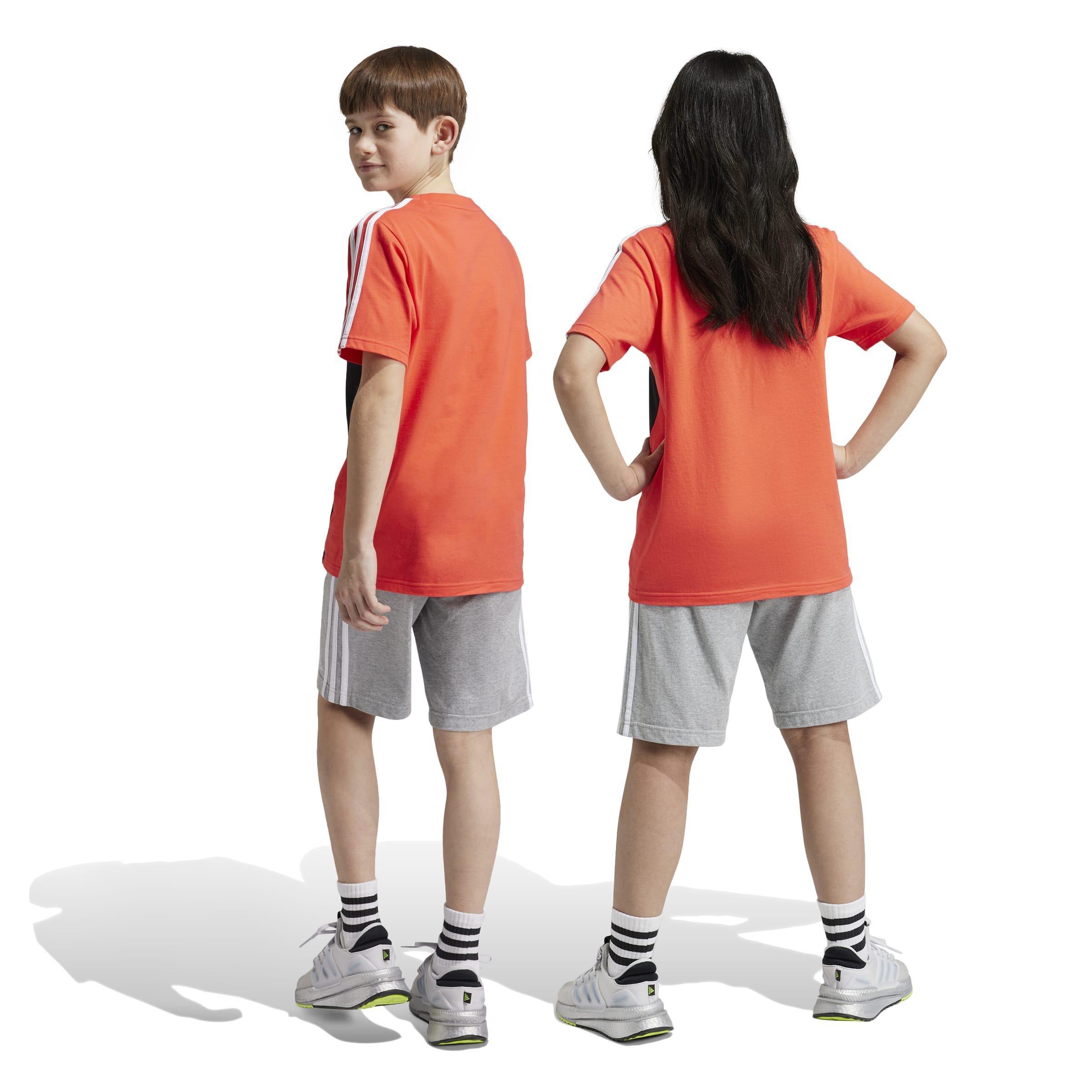 Unisex Kids Essentials 3-Stripes Knit Shorts, Grey, , large image number 2
