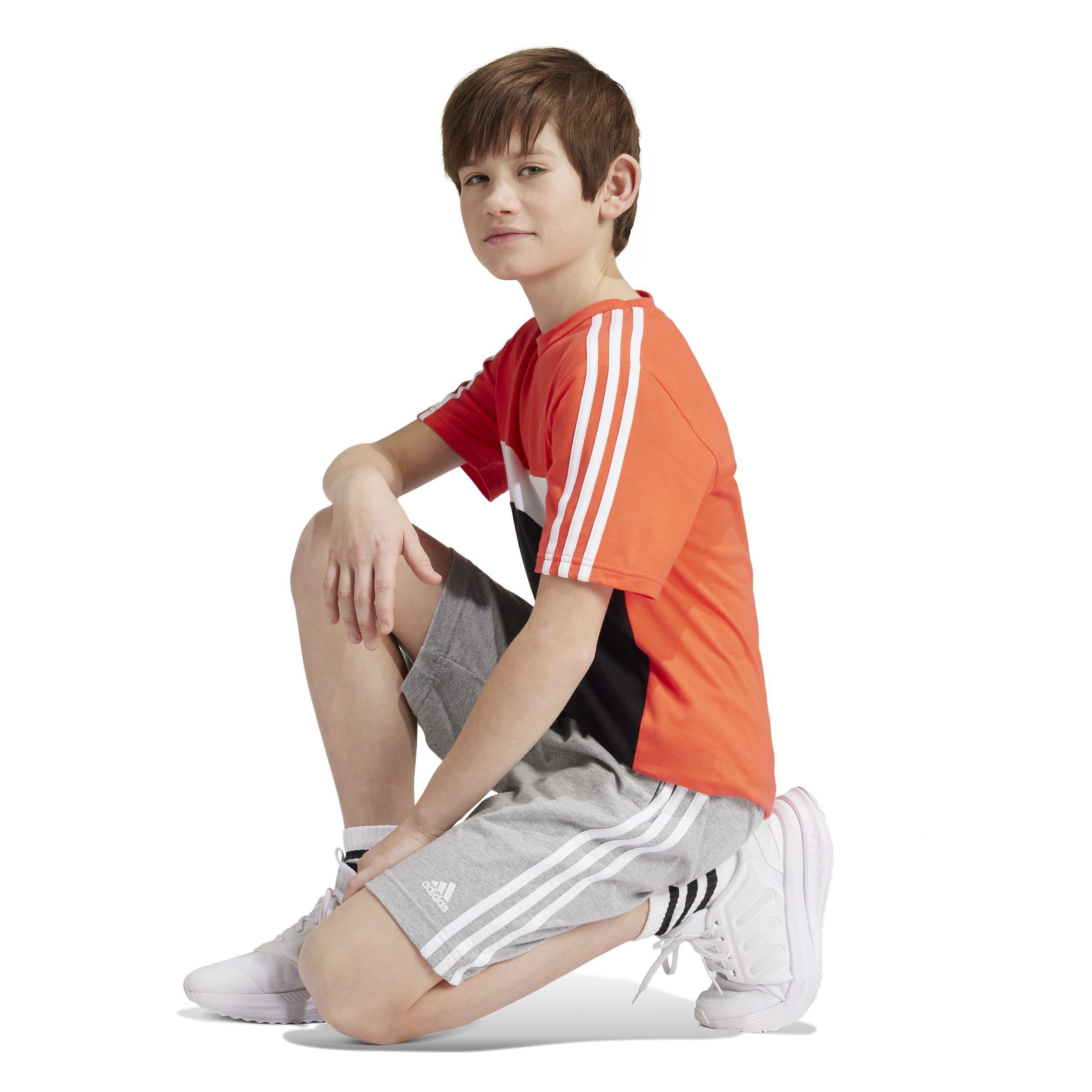 Unisex Kids Essentials 3-Stripes Knit Shorts, Grey, , large image number 3