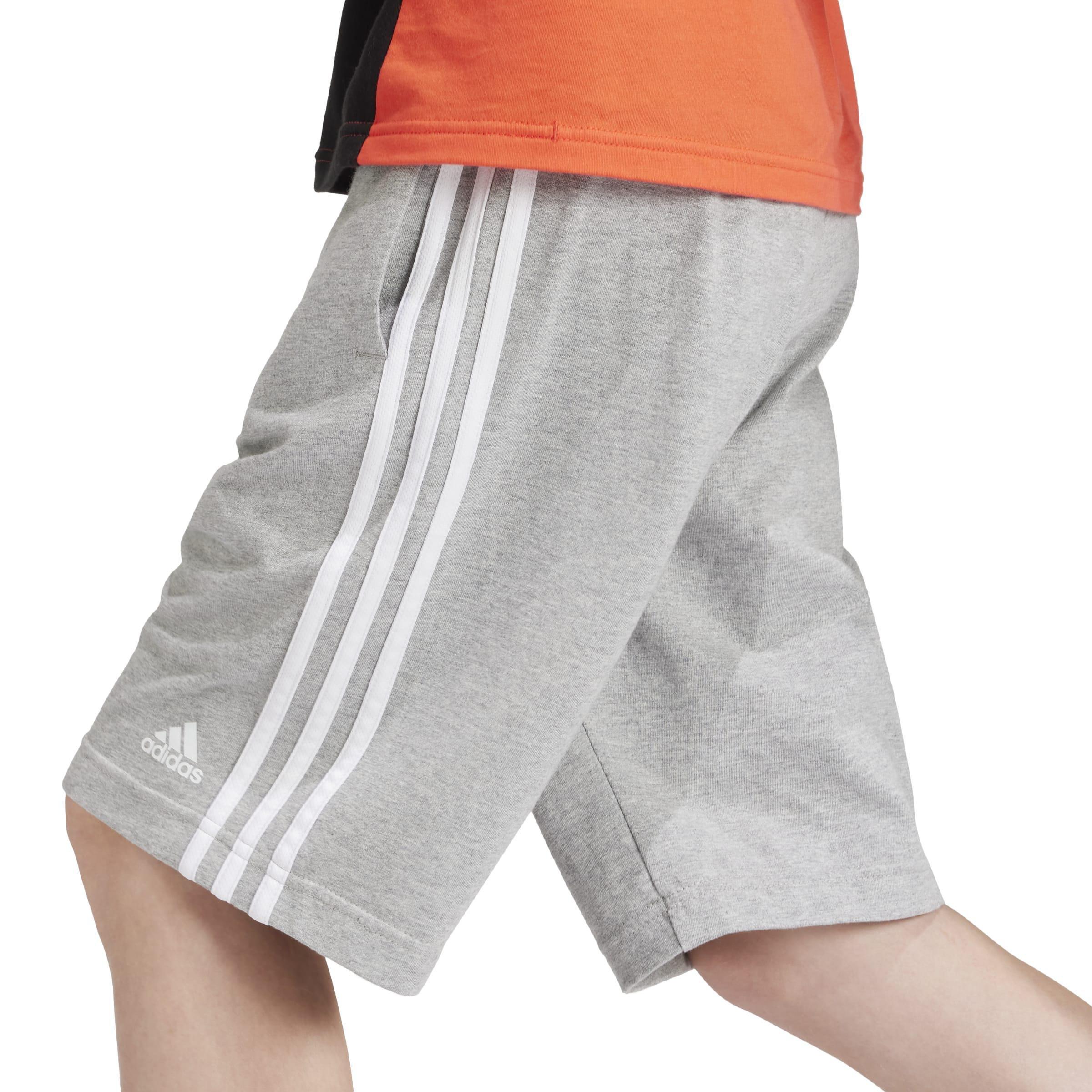 Unisex Kids Essentials 3-Stripes Knit Shorts, Grey, , large image number 4