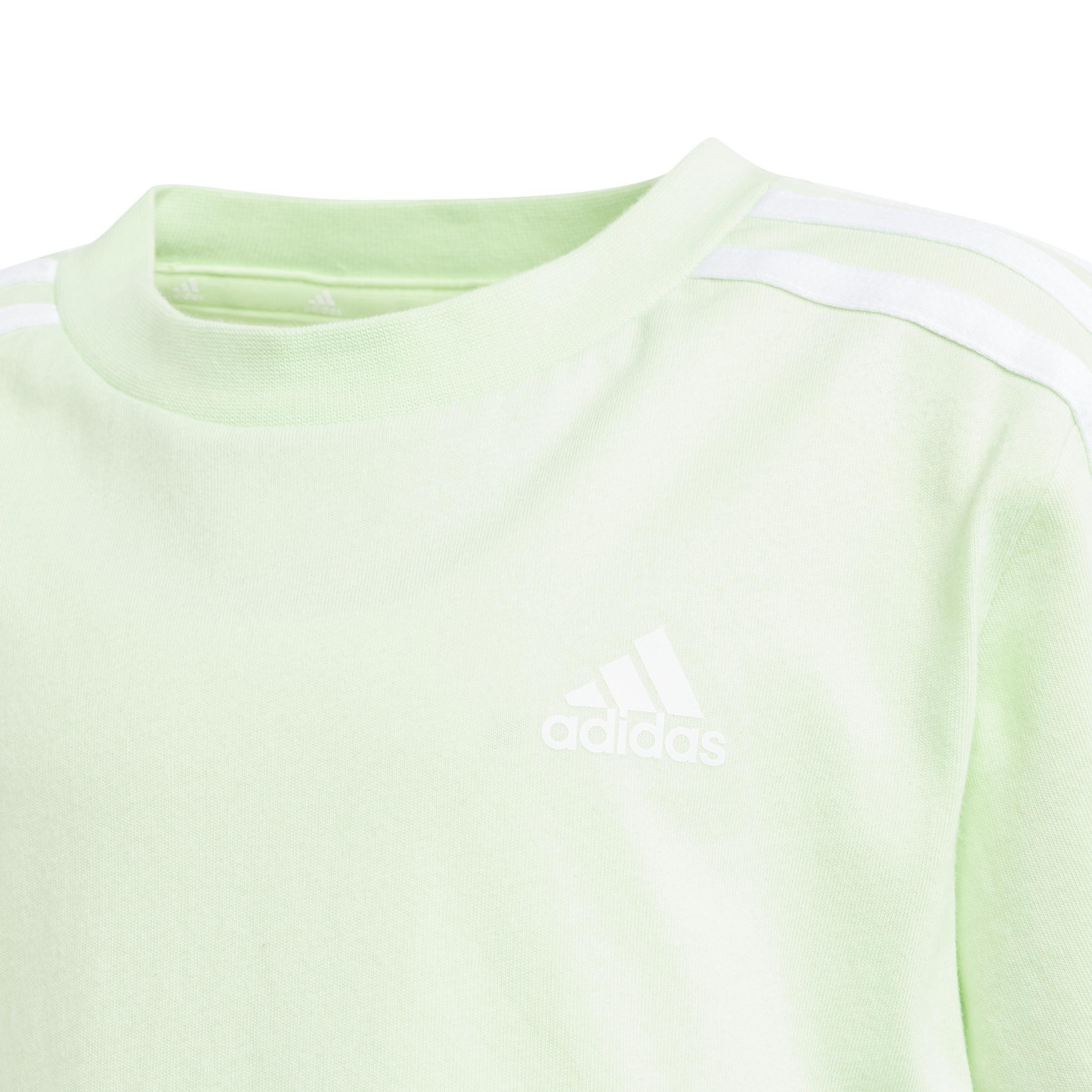 Unisex Kids Essentials 3-Stripes Cotton T-Shirt, Green, , large image number 4