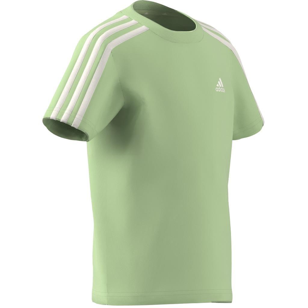 Unisex Kids Essentials 3-Stripes Cotton T-Shirt, Green, , large image number 7