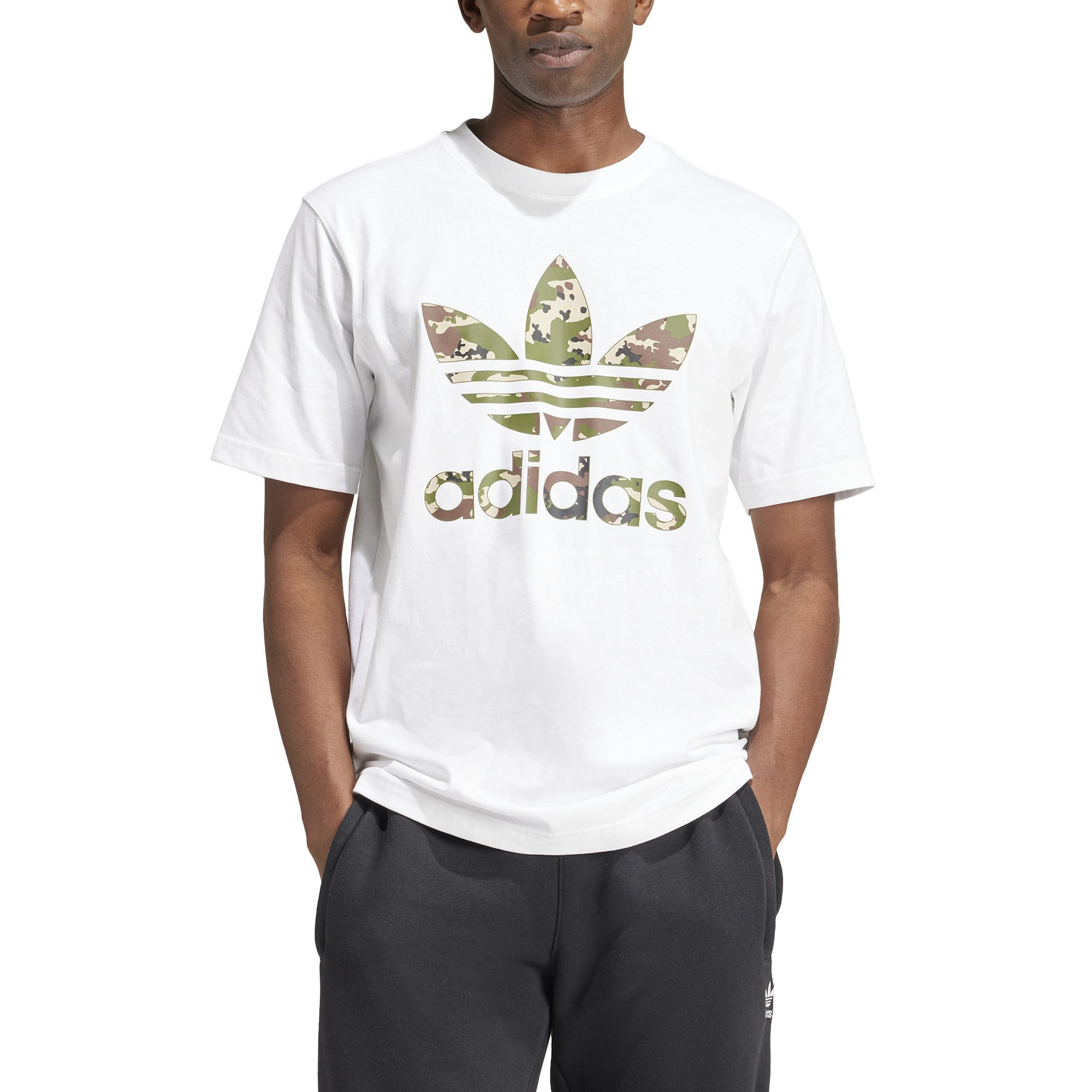 Camo White Trefoil T-Shirt, White, A901_ONE, medium