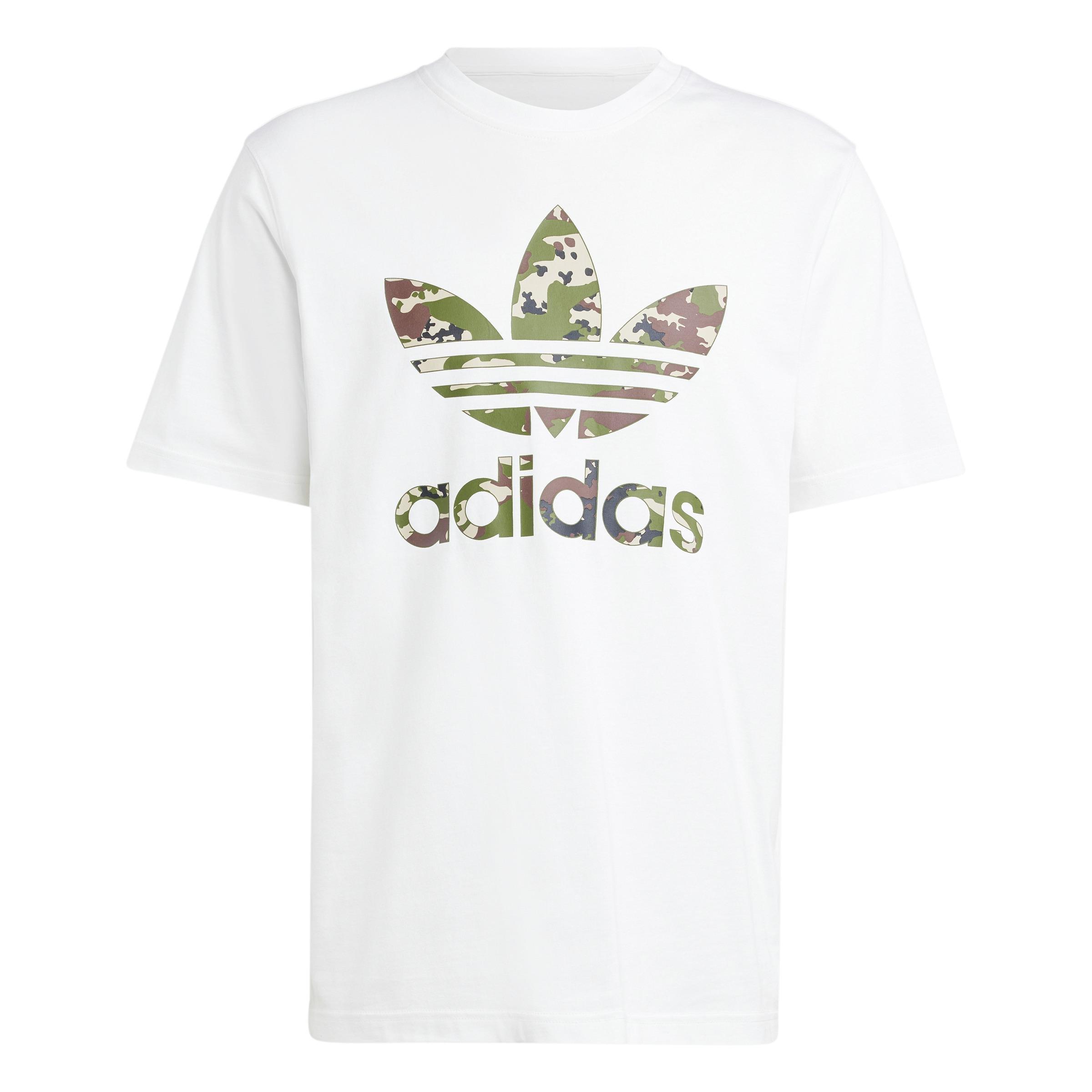 Camo White Trefoil T-Shirt, White, A901_ONE, large image number 1