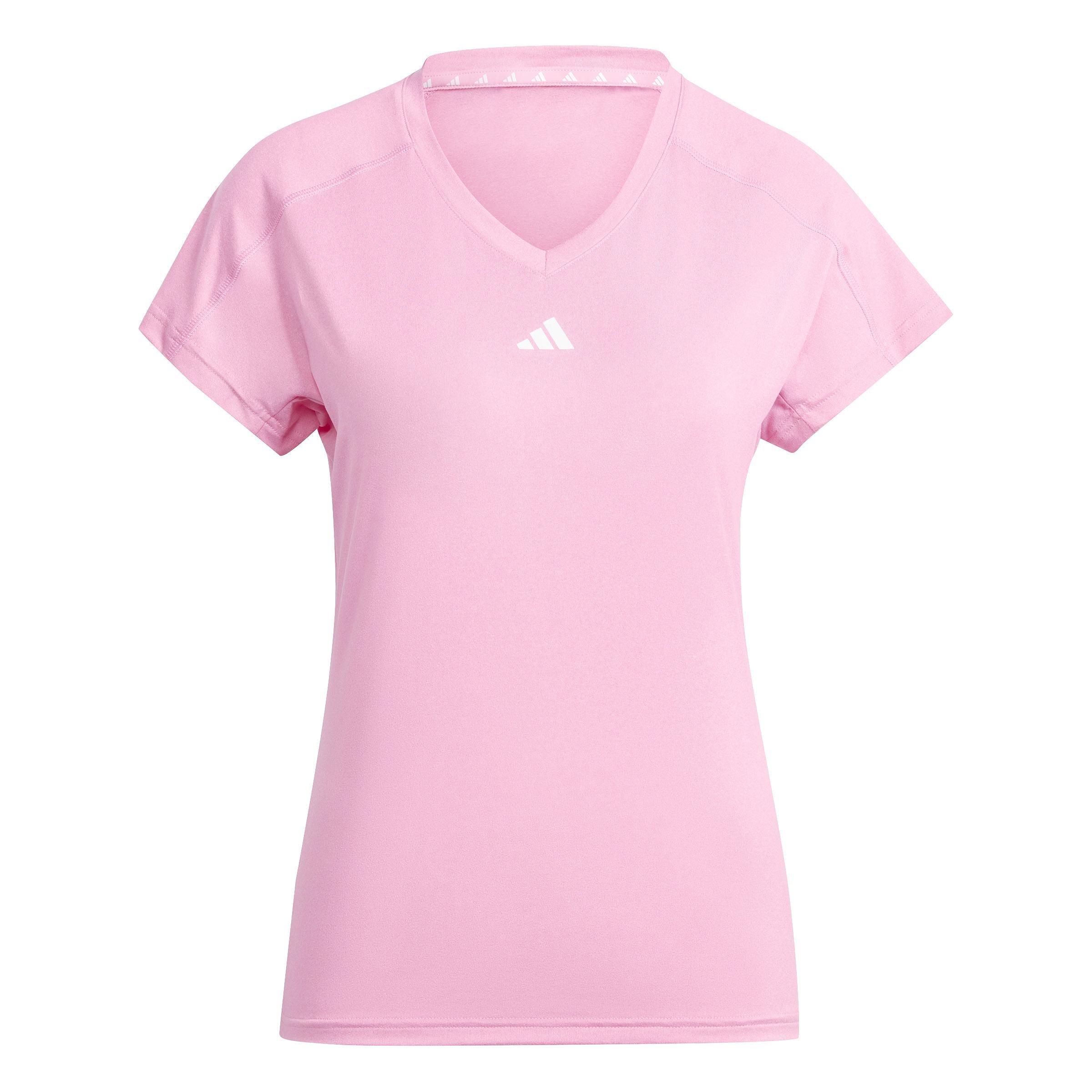AEROREADY Train Essentials Minimal Branding V-Neck T-Shirt, Pink, A901_ONE, large image number 1