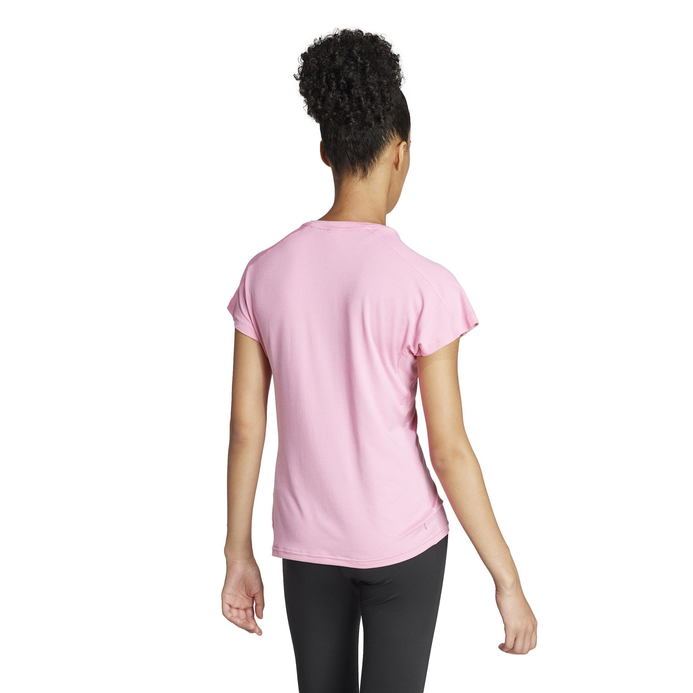 AEROREADY Train Essentials Minimal Branding V-Neck T-Shirt, Pink, A901_ONE, large image number 3