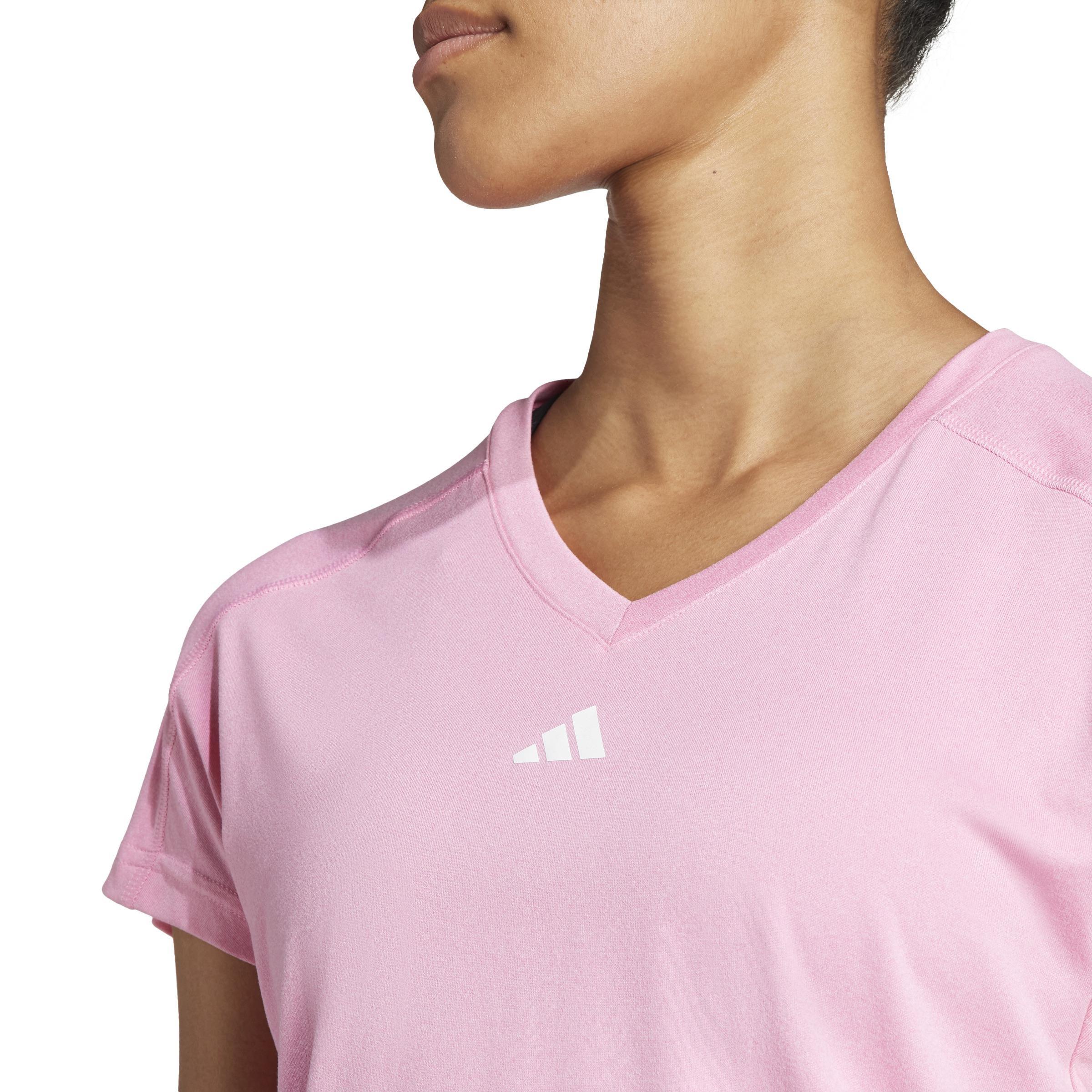 AEROREADY Train Essentials Minimal Branding V-Neck T-Shirt, Pink, A901_ONE, large image number 4