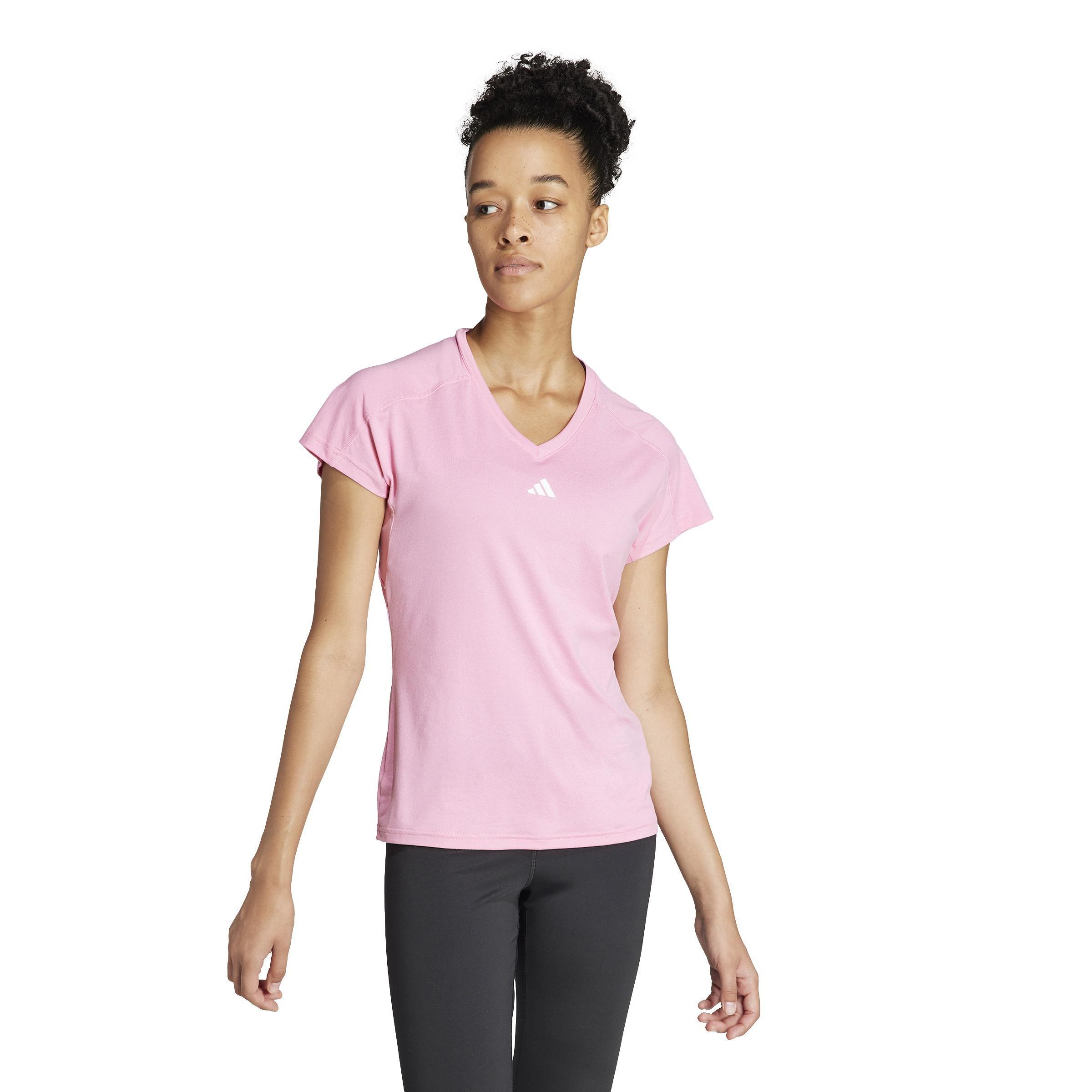 AEROREADY Train Essentials Minimal Branding V-Neck T-Shirt, Pink, A901_ONE, large image number 8