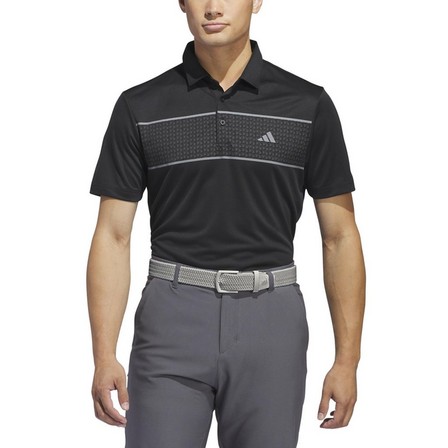 Men Chest Stripe Polo Shirt, Black, A901_ONE, large image number 1