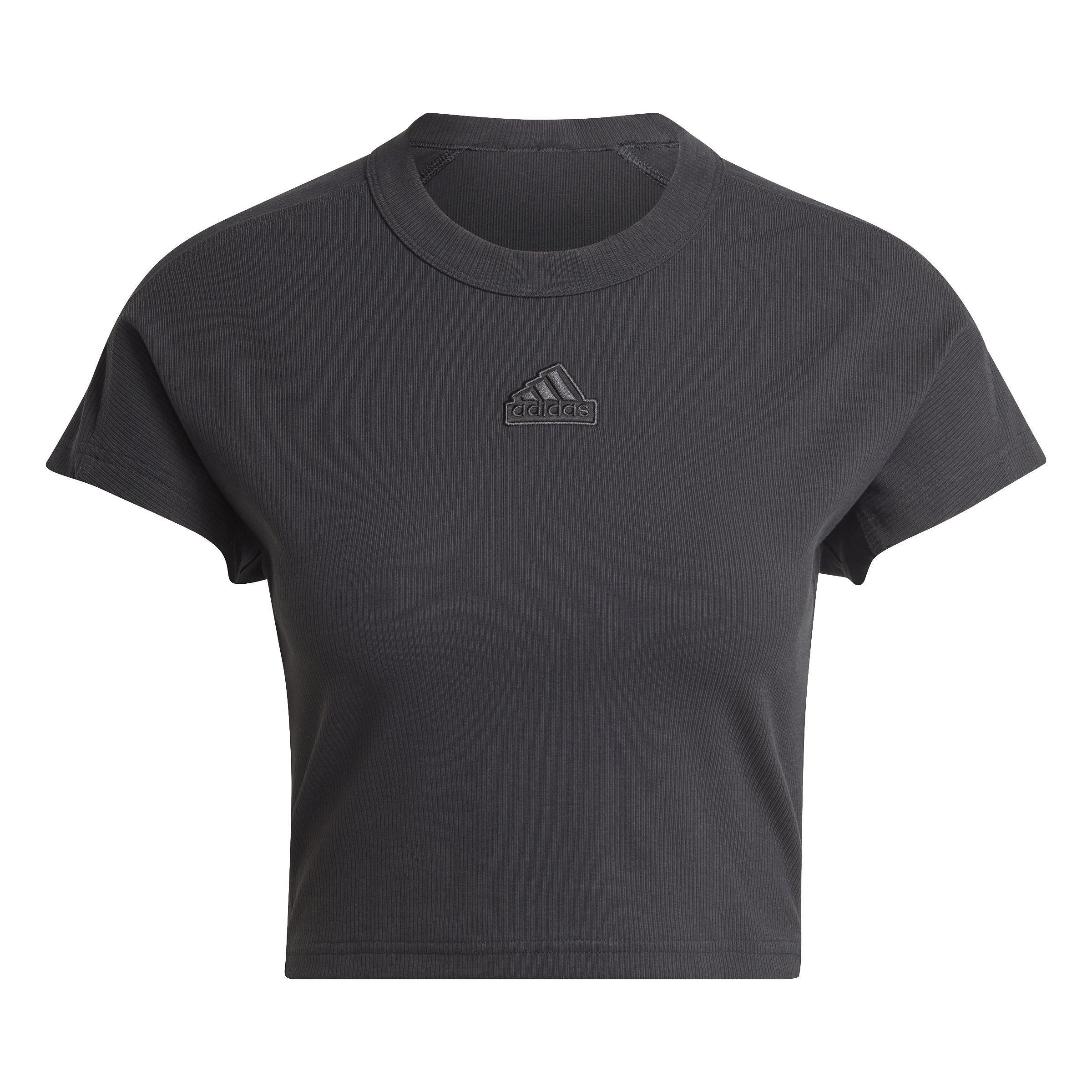 Lounge Ribbed Crop T-Shirt, Black, , large image number 0