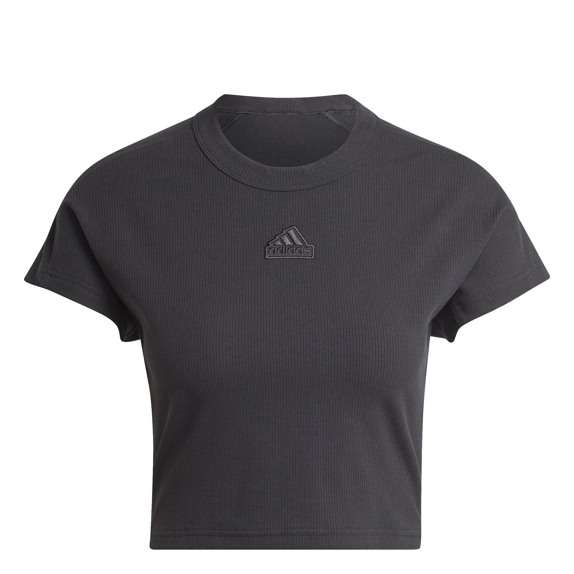 Lounge Ribbed Crop T-Shirt, Black, , large image number 2