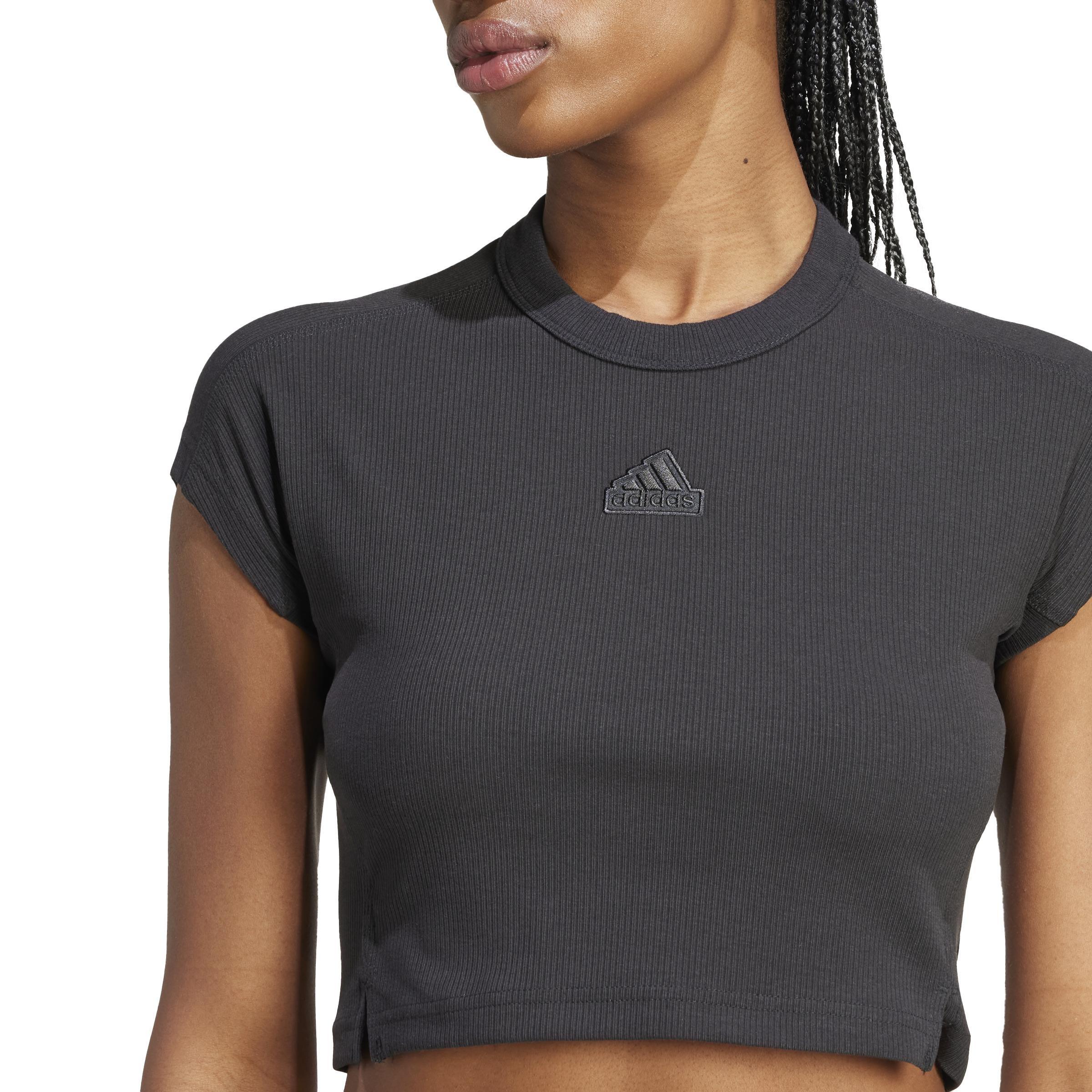 Lounge Ribbed Crop T-Shirt, Black, , large image number 4