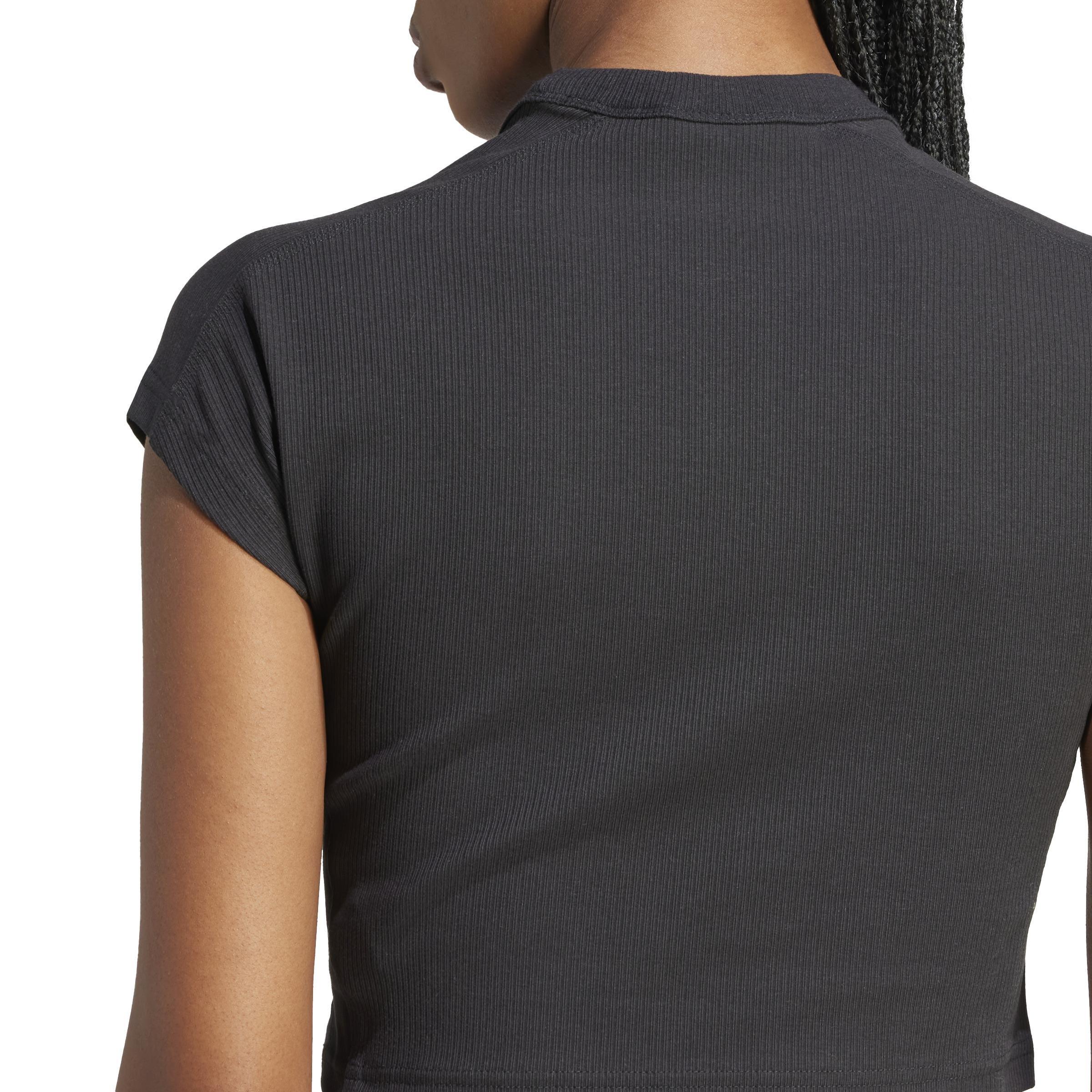 Lounge Ribbed Crop T-Shirt, Black, , large image number 5