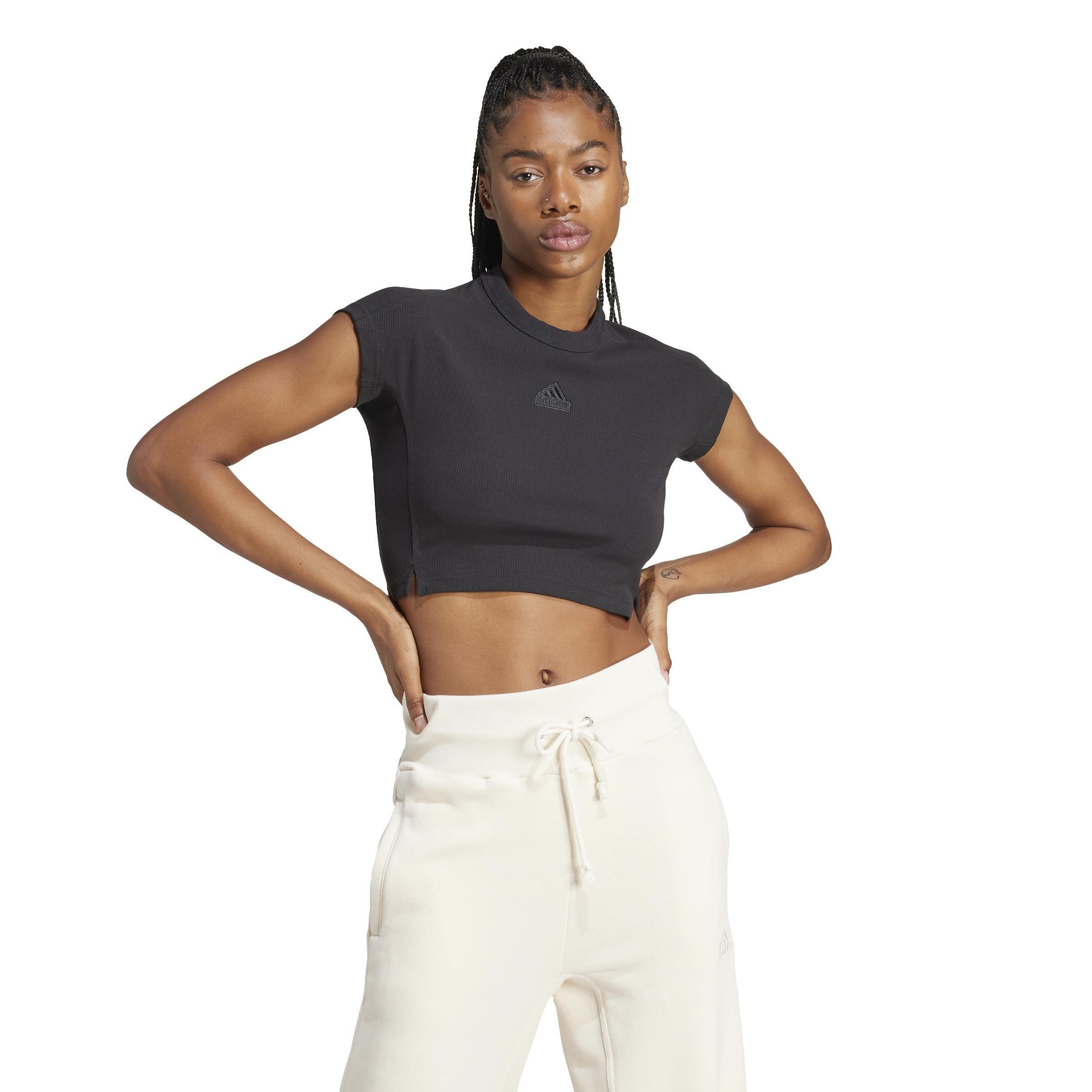 Lounge Ribbed Crop T-Shirt, Black, , large image number 10