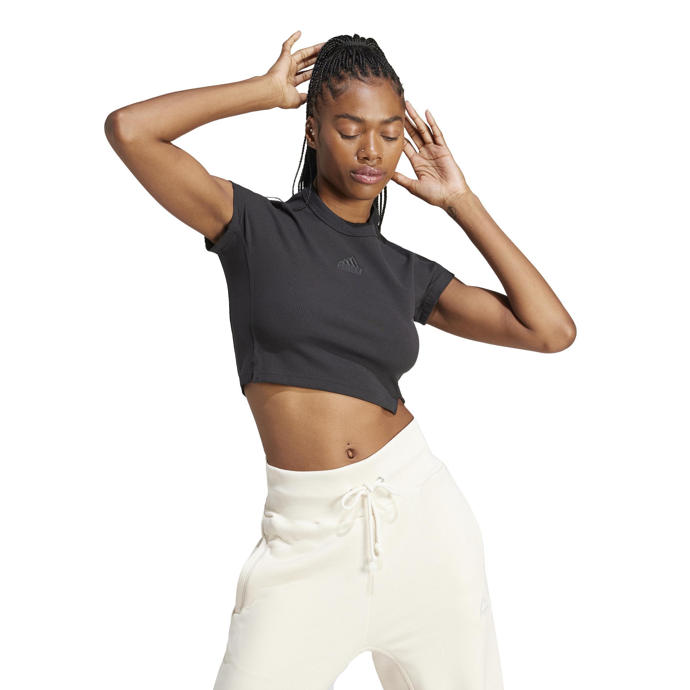 Lounge Ribbed Crop T-Shirt, Black, , large image number 14