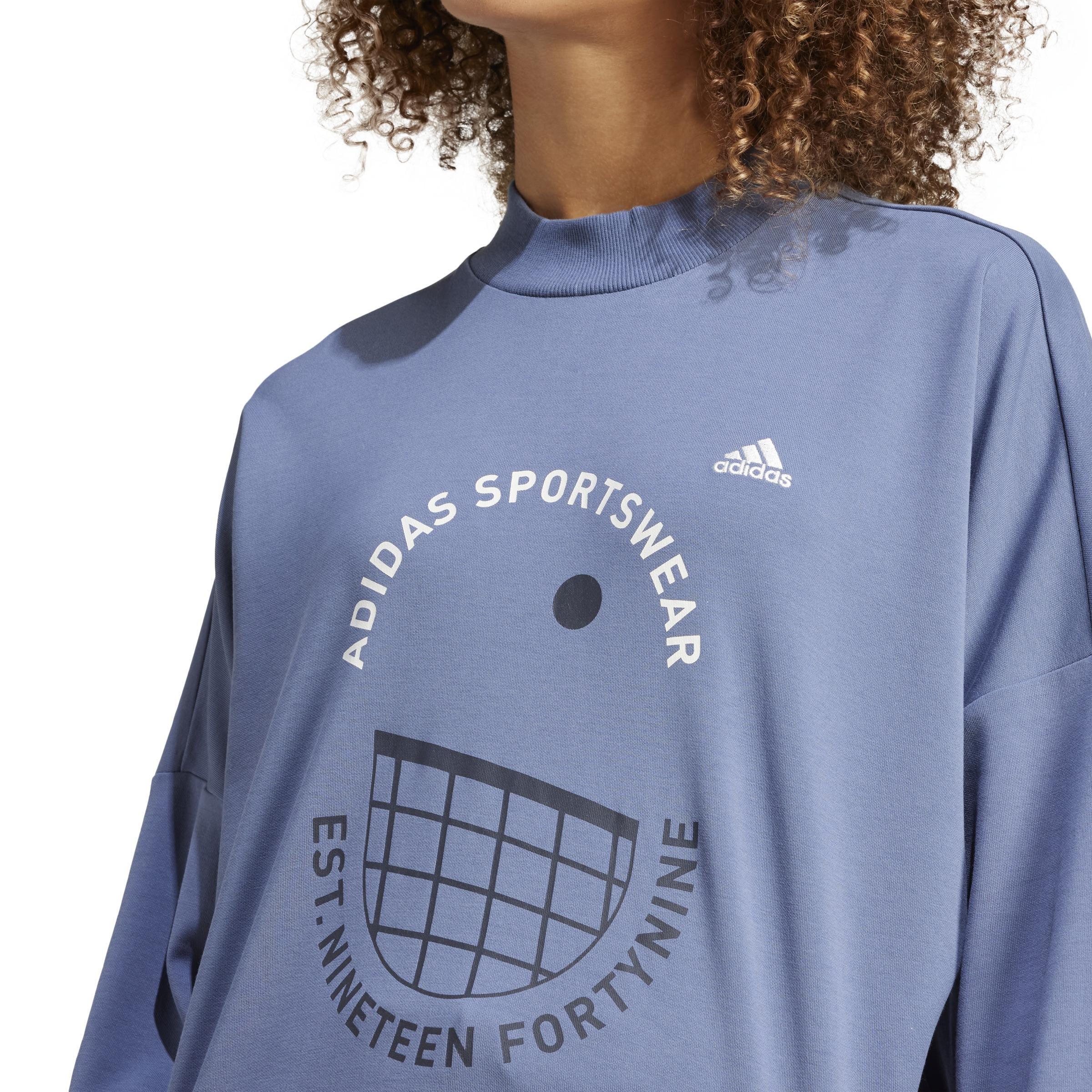 Sportswear Resort Graphic Loose Sweatshirt, Blue, A901_ONE, large image number 4