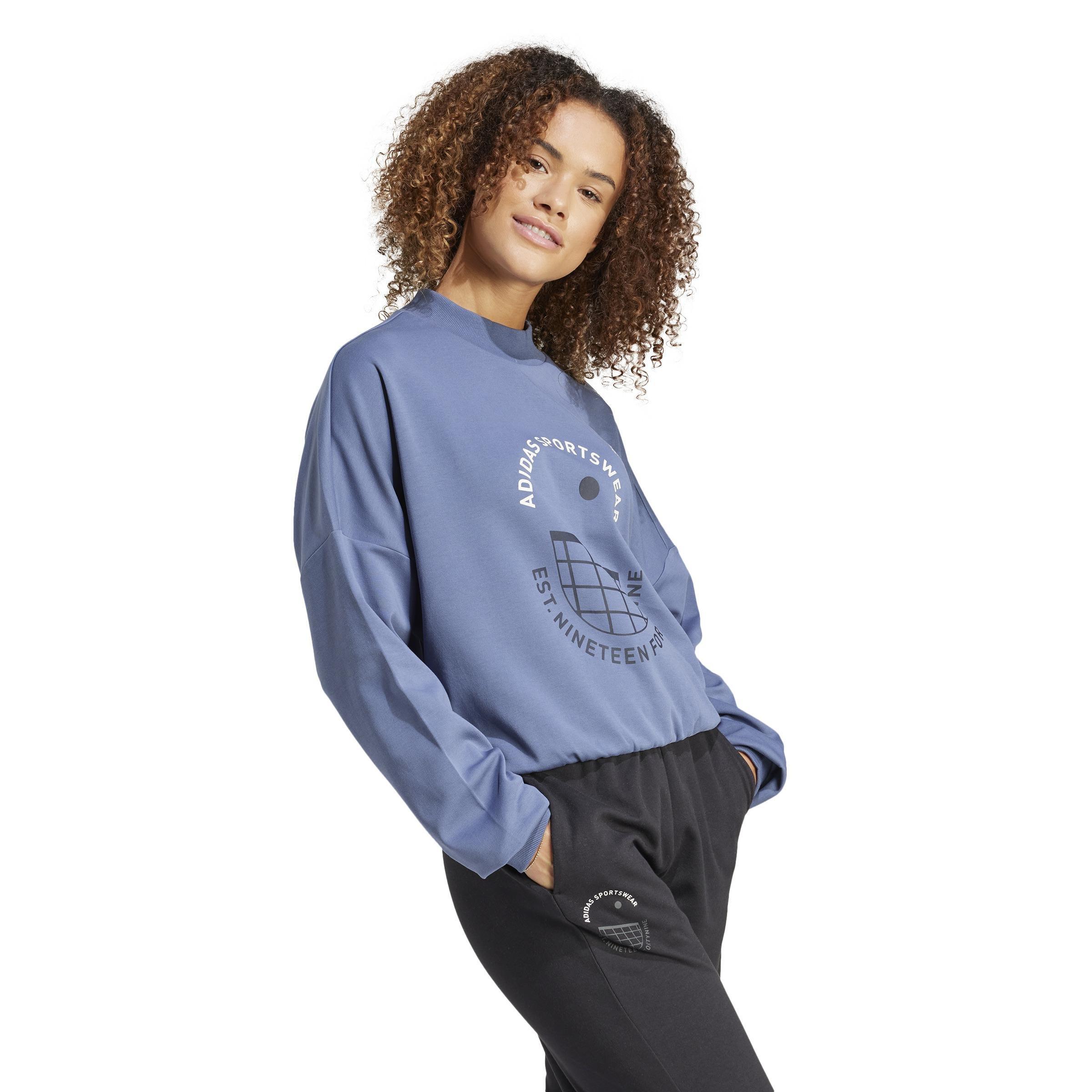 Sportswear Resort Graphic Loose Sweatshirt, Blue, A901_ONE, large image number 13
