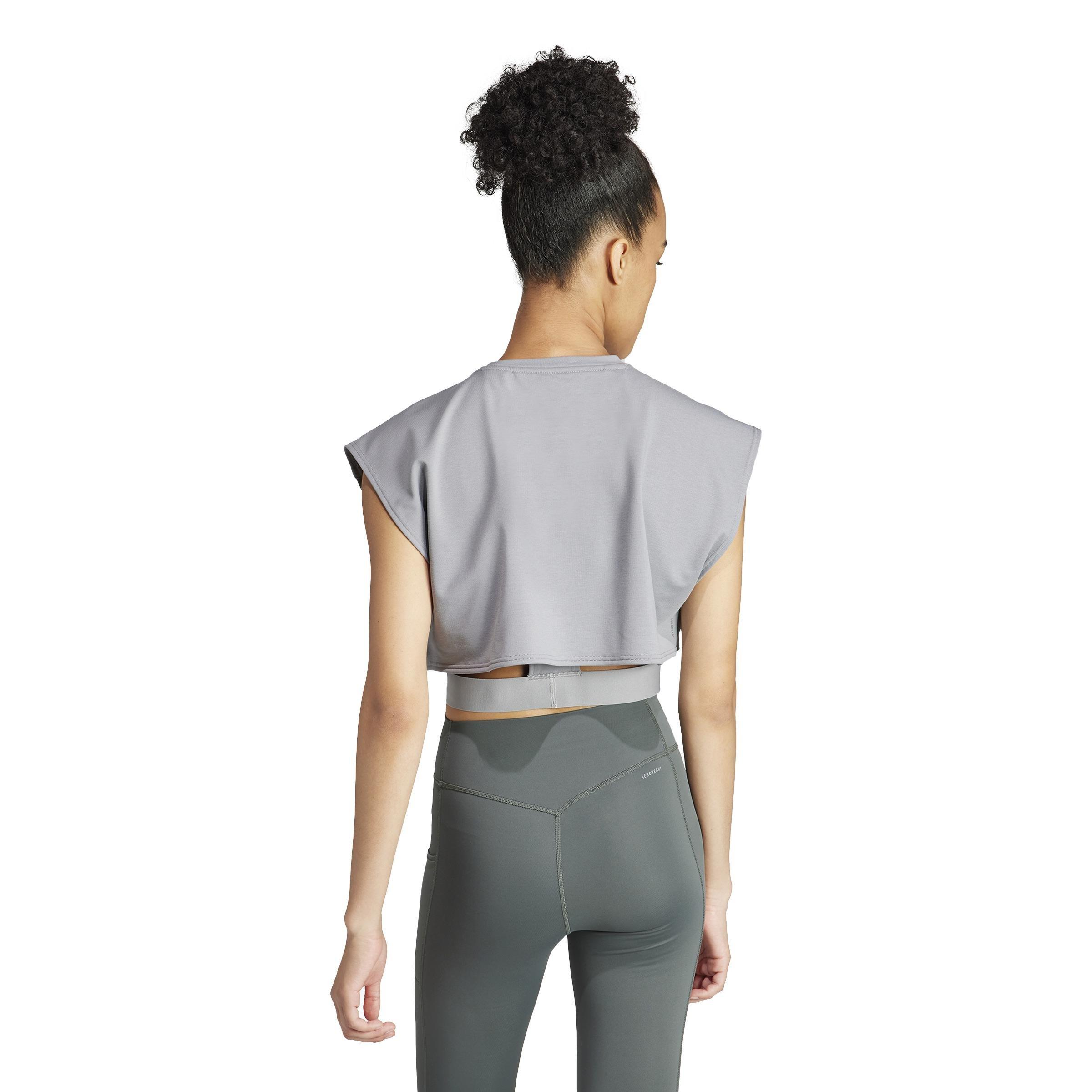 Power Aeroready Crop Sleeveless T-shirt, Grey, A901_ONE, large image number 3