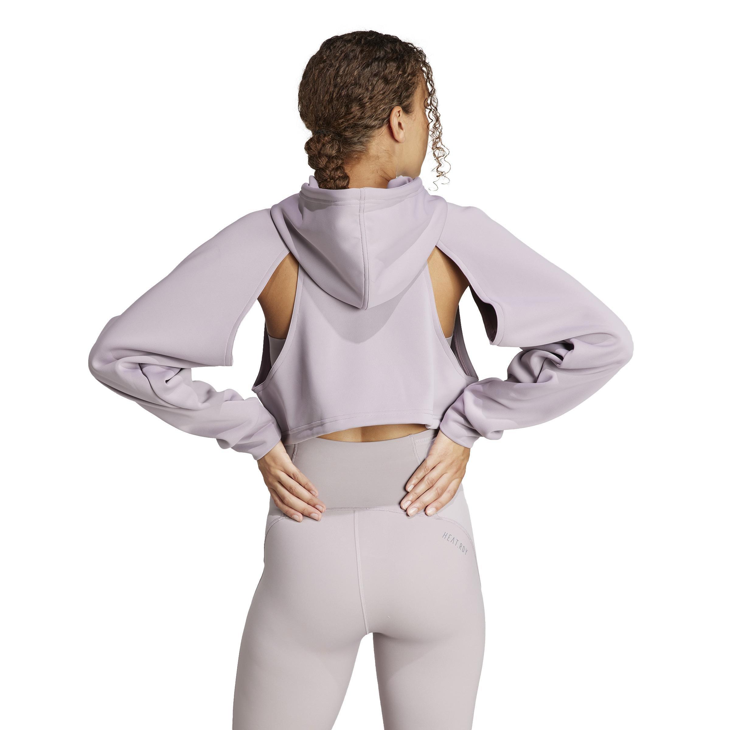 Hiit Aeroready Crop Training Hoodie, Purple, A901_ONE, large image number 2