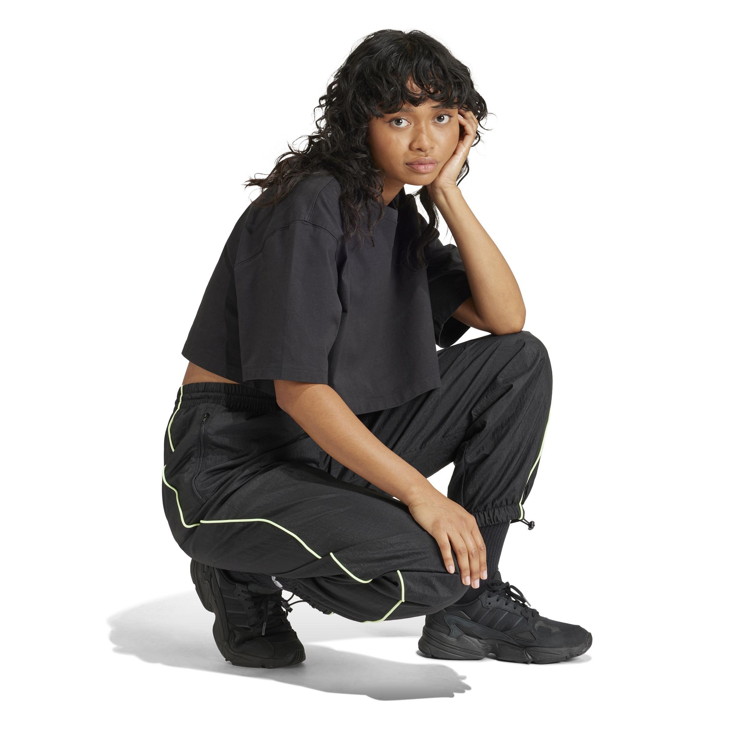 Loose Parachute Trousers, Black, A901_ONE, large image number 7