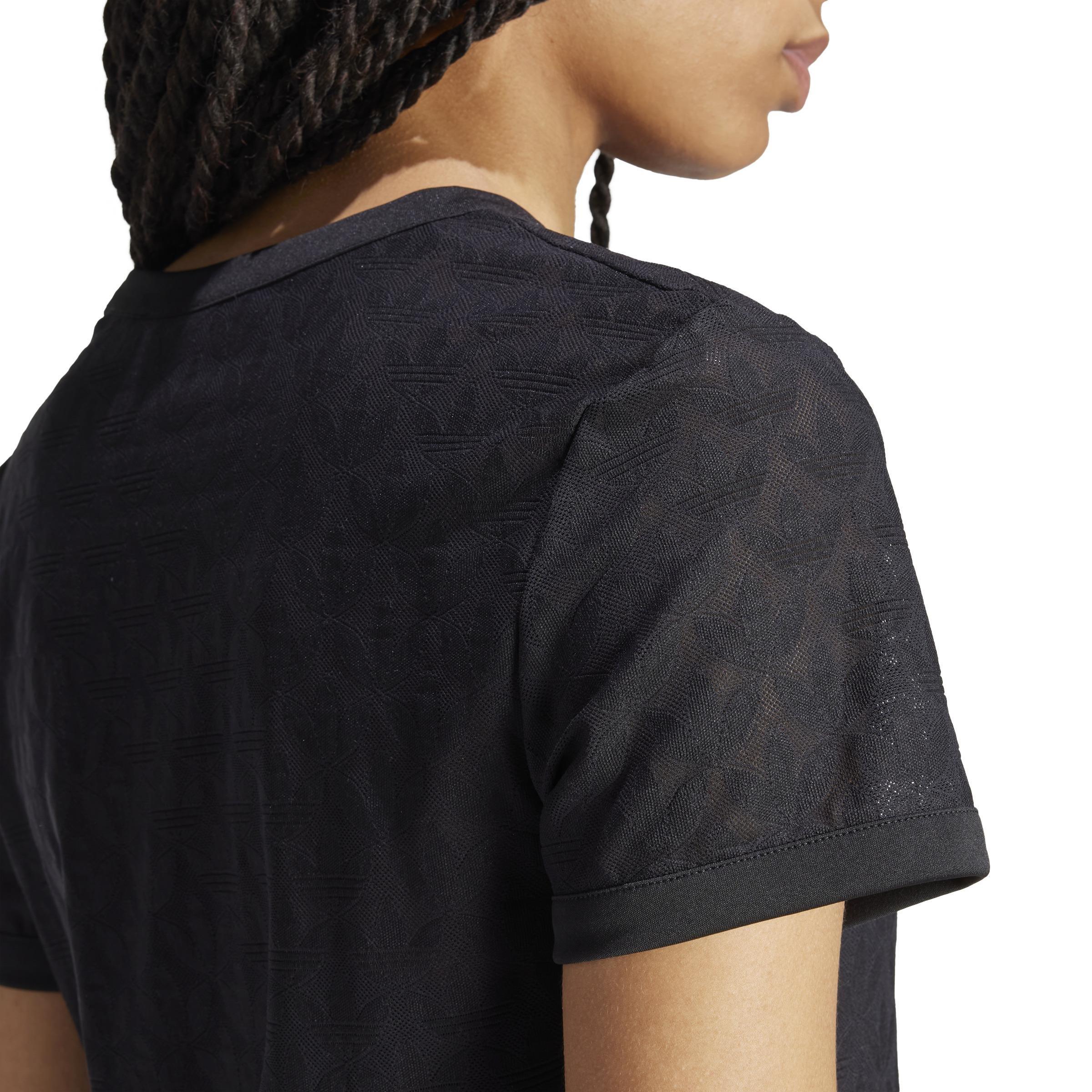 Fashion Monogram Lace Cropped T-Shirt, Black, A901_ONE, large image number 5